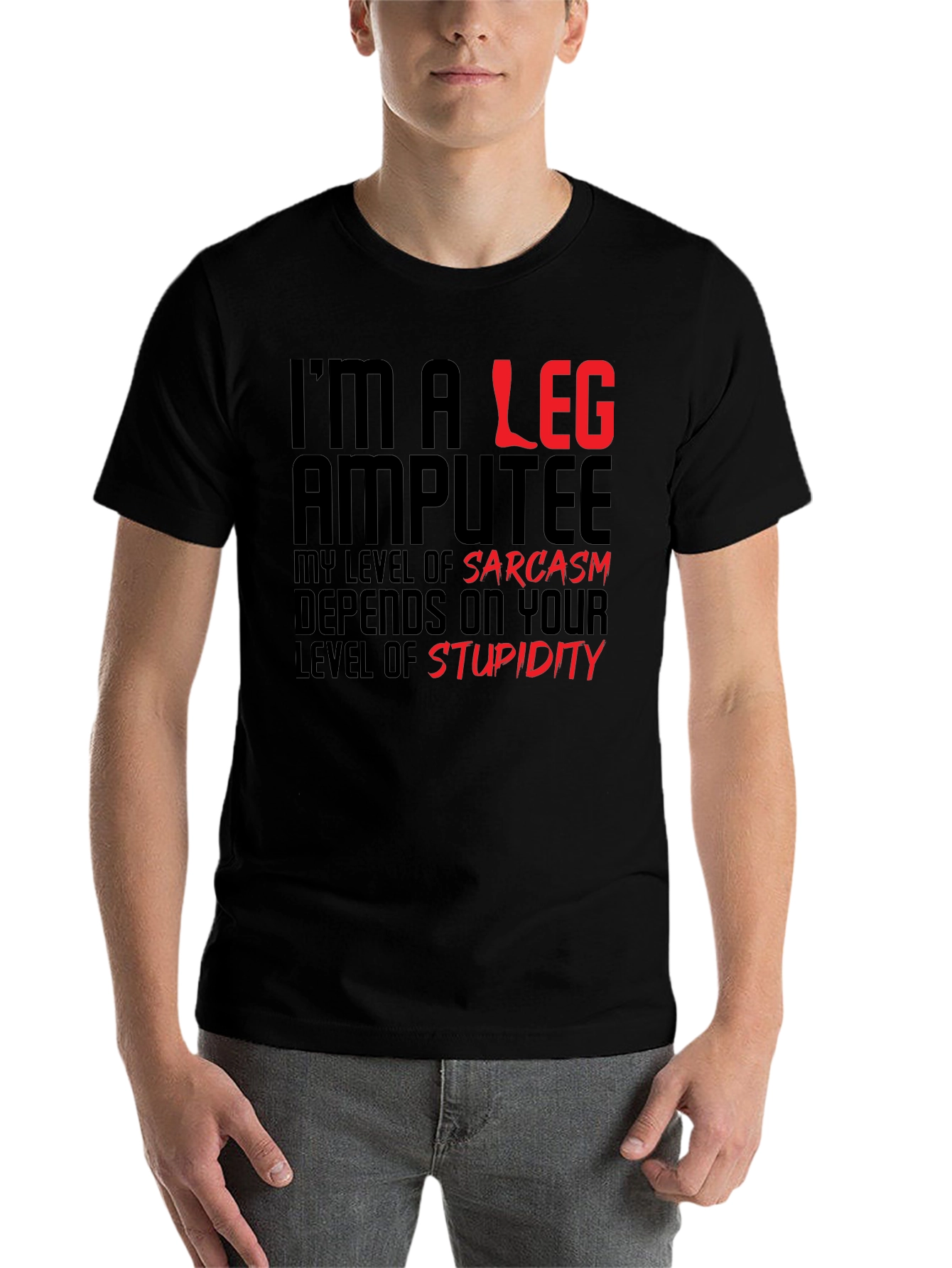 Black Sarcastic Leg Amputee Graphic Tee view 7