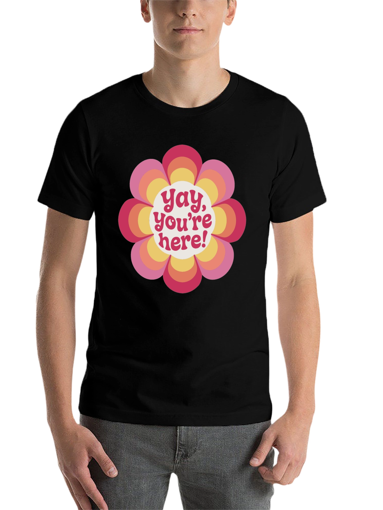 Black Retro Flower Power Graphic Tee - Yay, You're Here! view 7