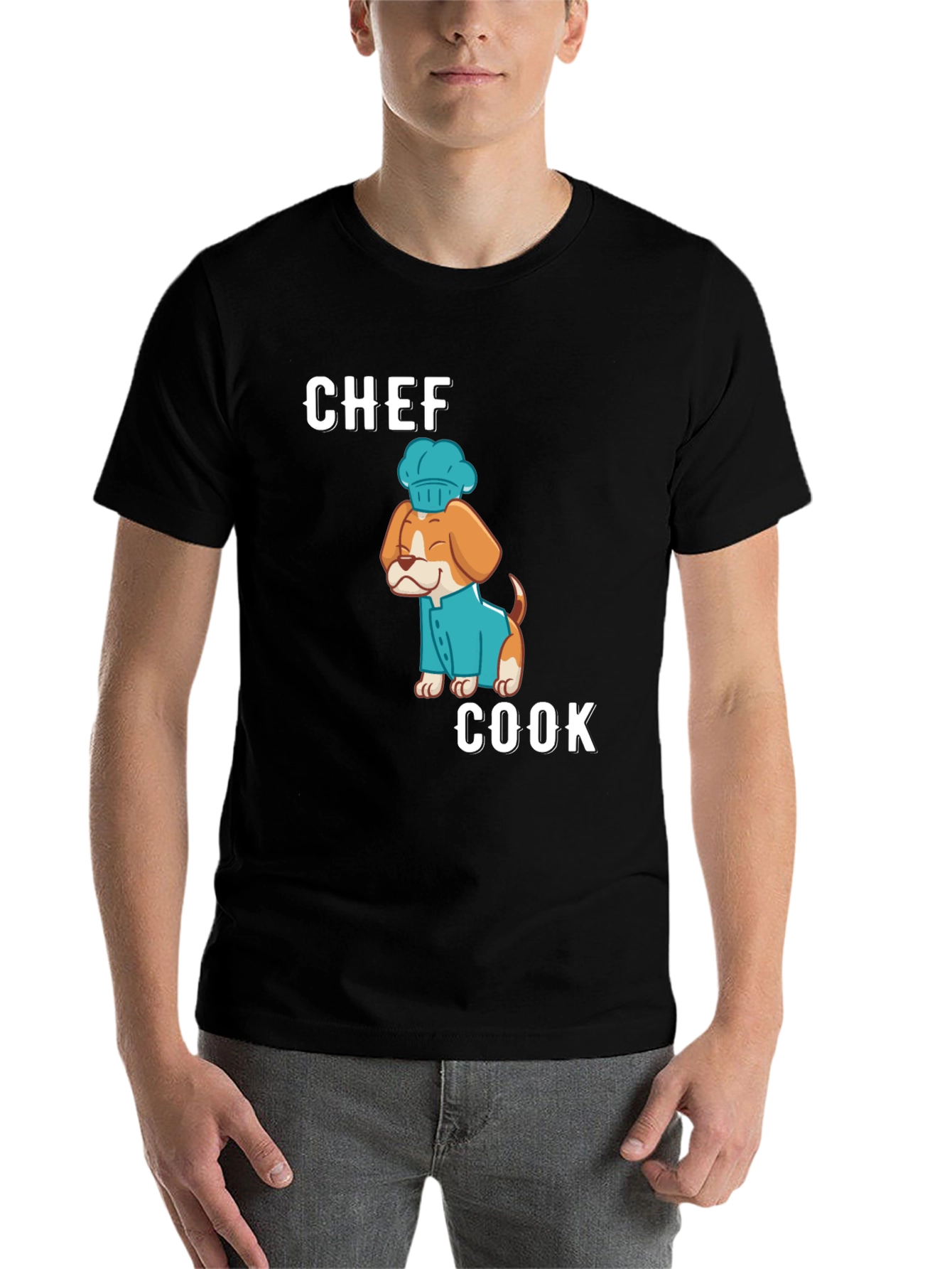 Black Chef Cook Dog T-Shirt - Cute Culinary Apparel view 7
