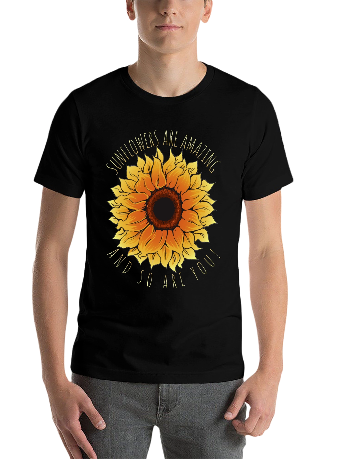 Black Sunflower Graphic Tee - You Are Amazing! view 7