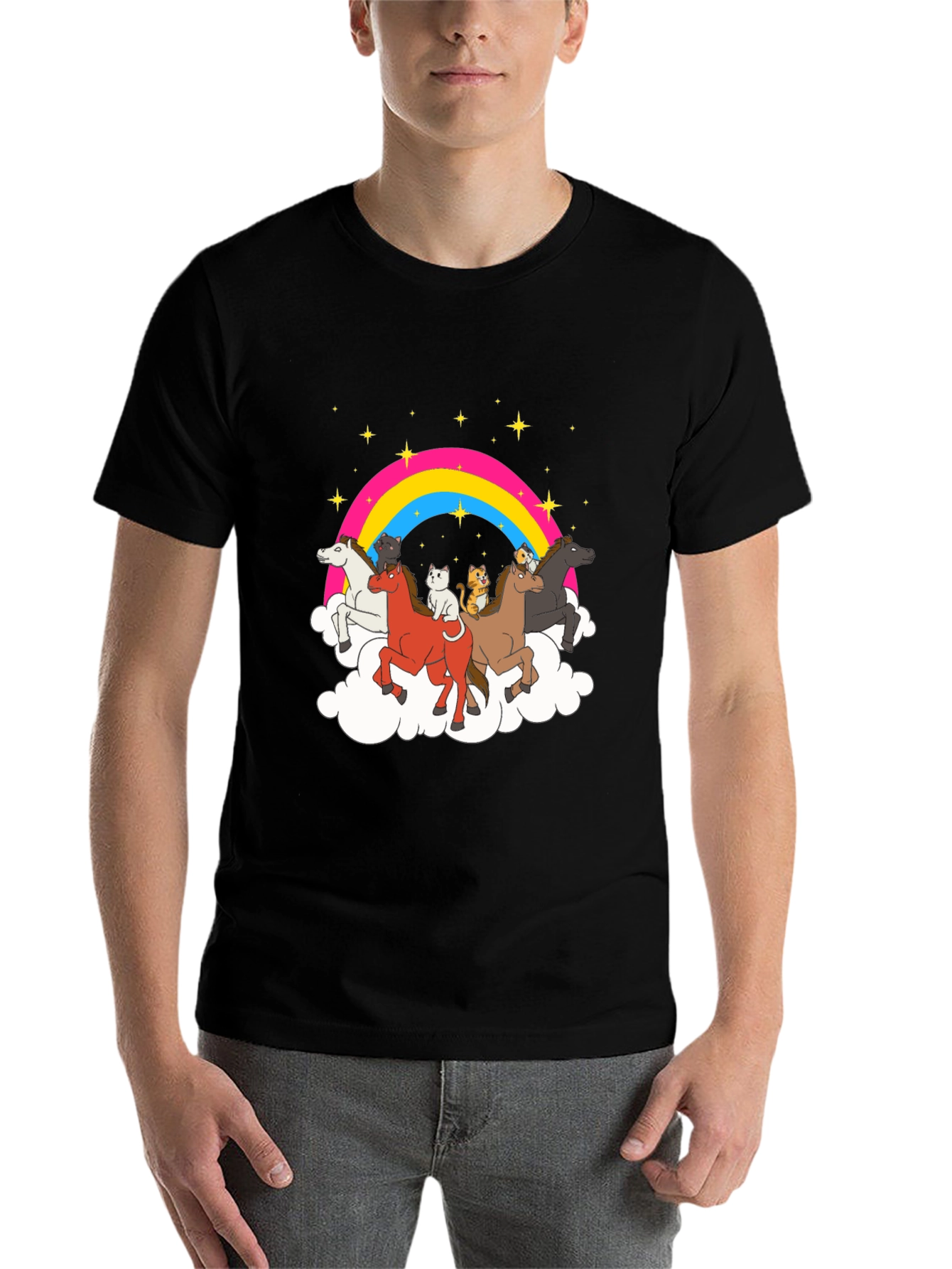 Black Rainbow Horse & Cat Tee view 7