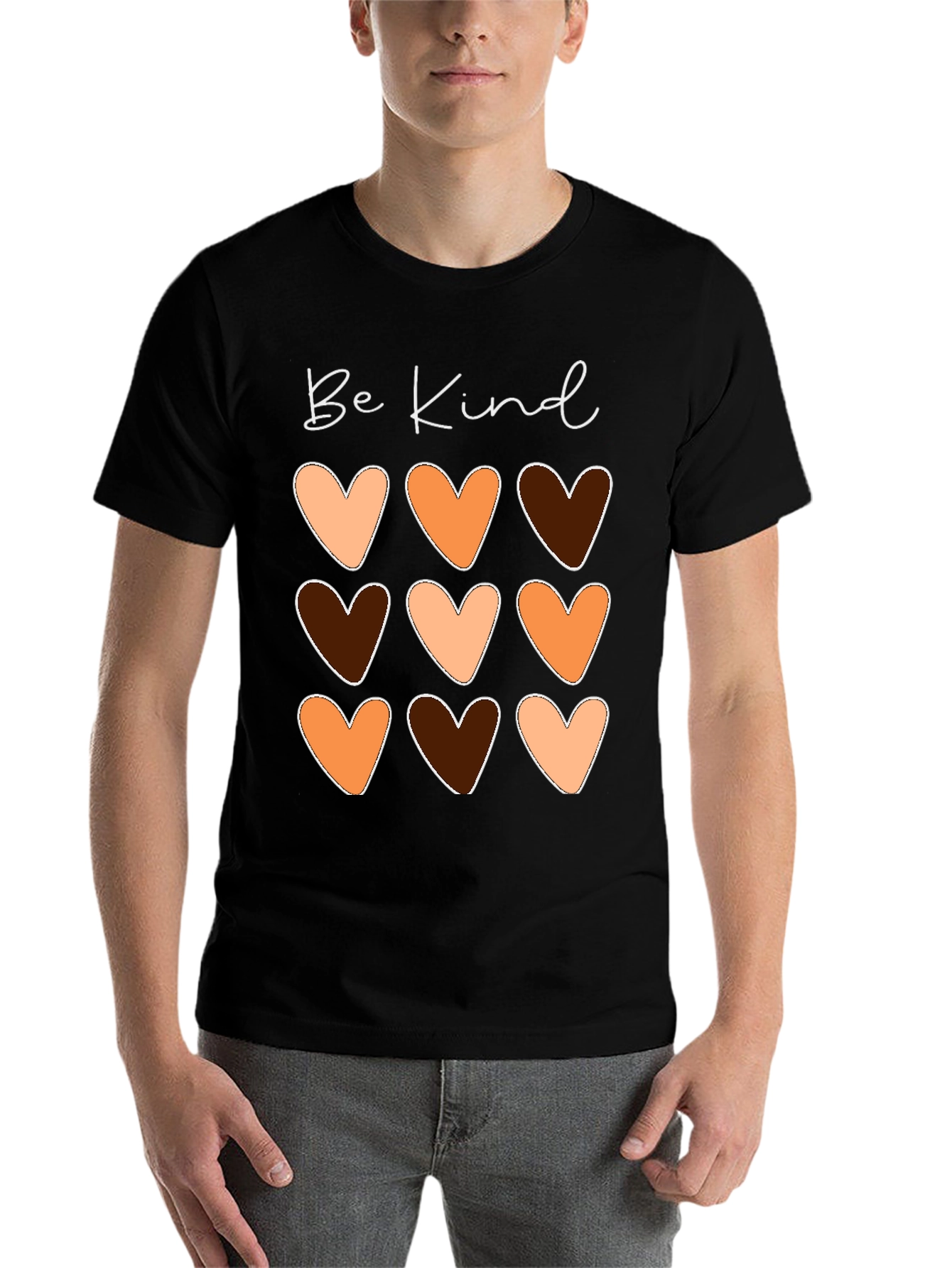 Black Be Kind Heart Diversity T-Shirt view 7