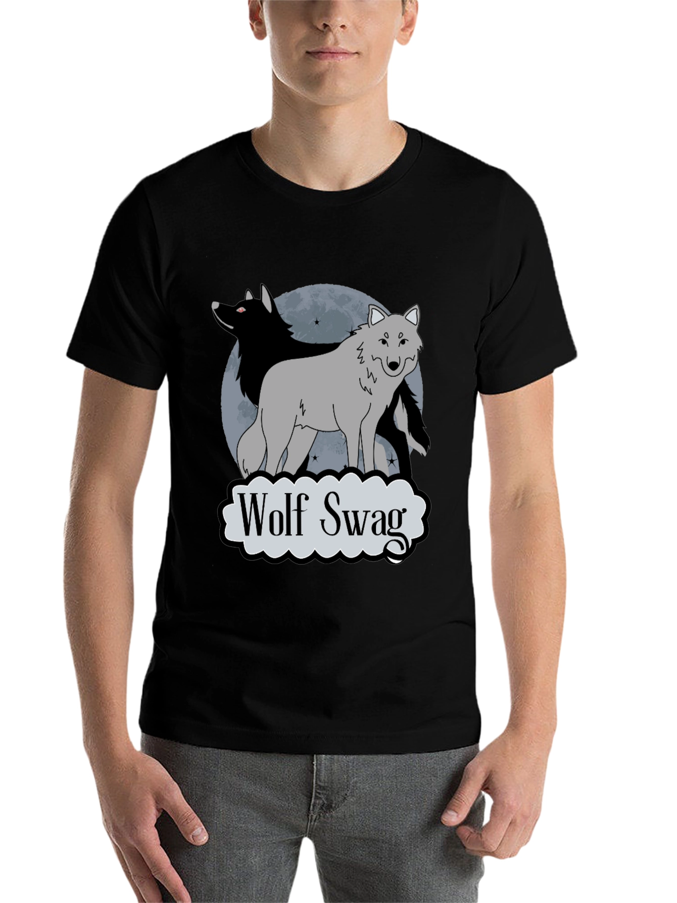 Black Wolf Swag T-Shirt - Graphic Tee view 7