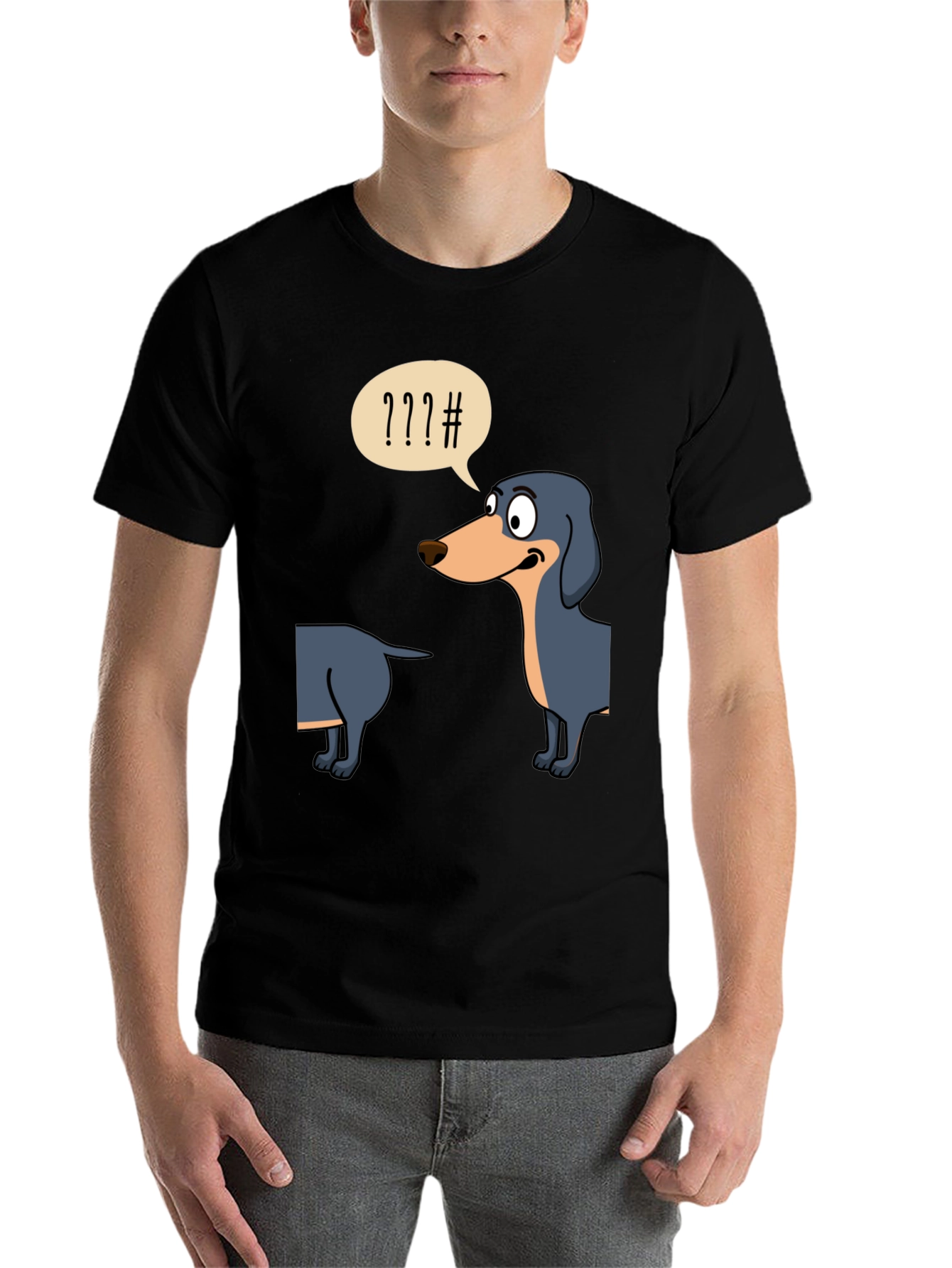 Black Funny Dachshund T-Shirt view 7