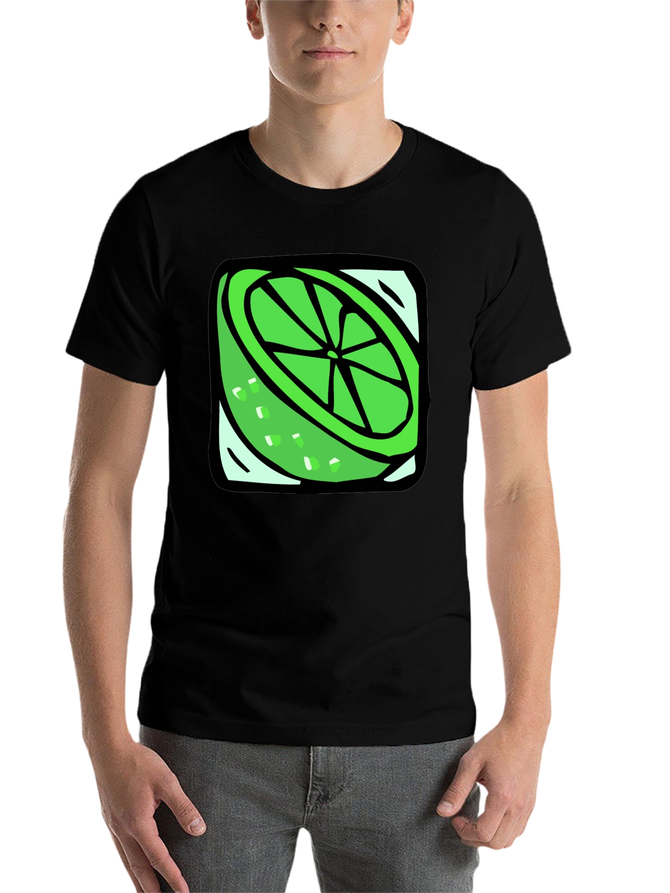 Black Lime Slice Graphic Tee - Fresh & Fun Design view 7