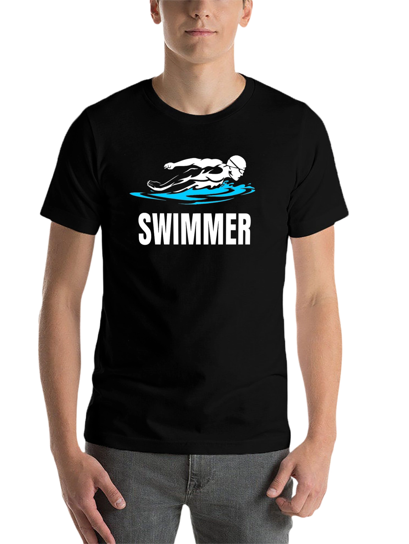 Black Swimmer Graphic T-Shirt - Black view 7