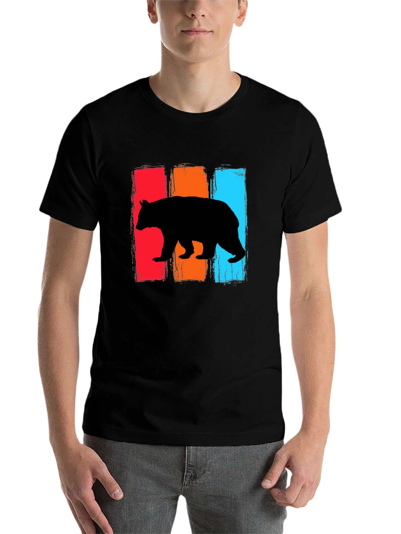 Black Retro Bear Graphic T-Shirt view 7