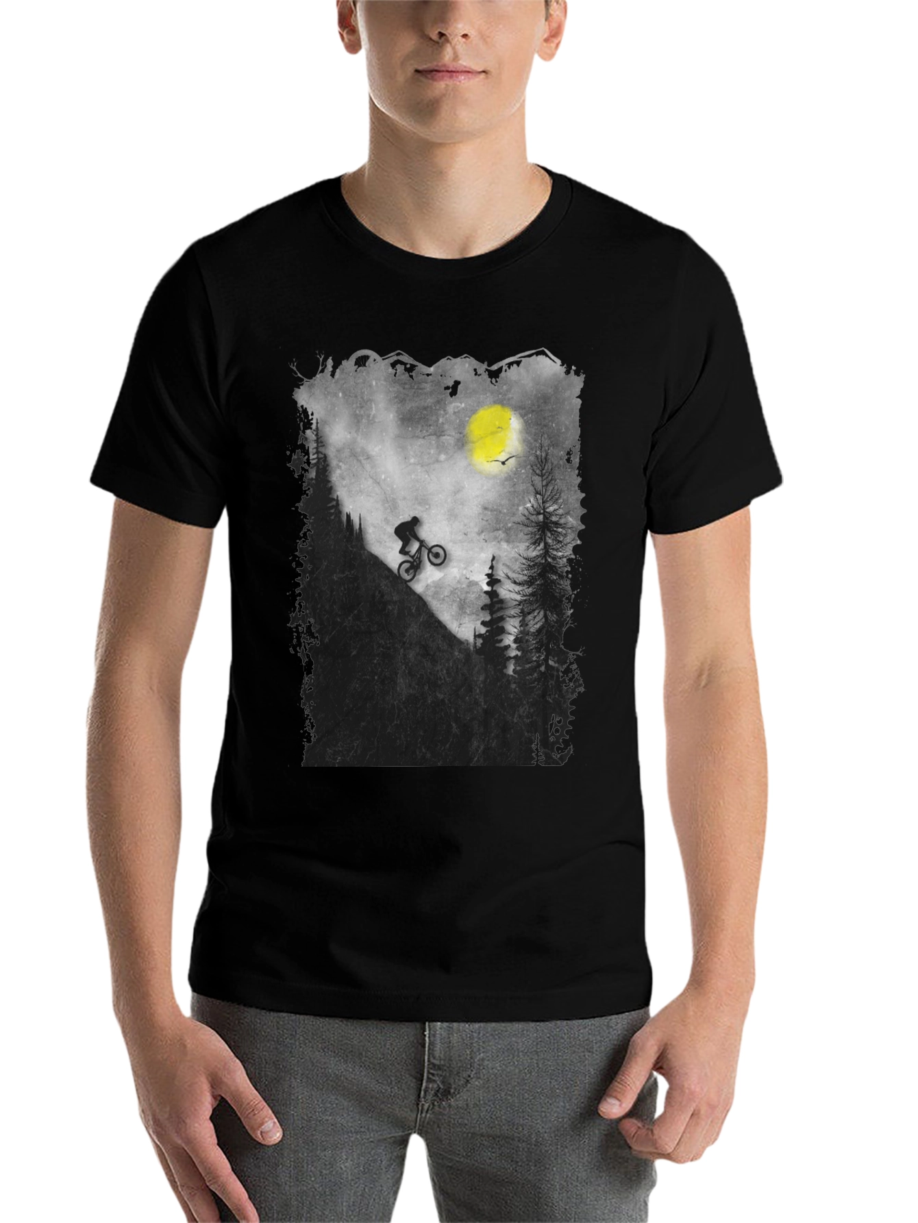 Black Mountain Biker Silhouette Graphic Tee view 7