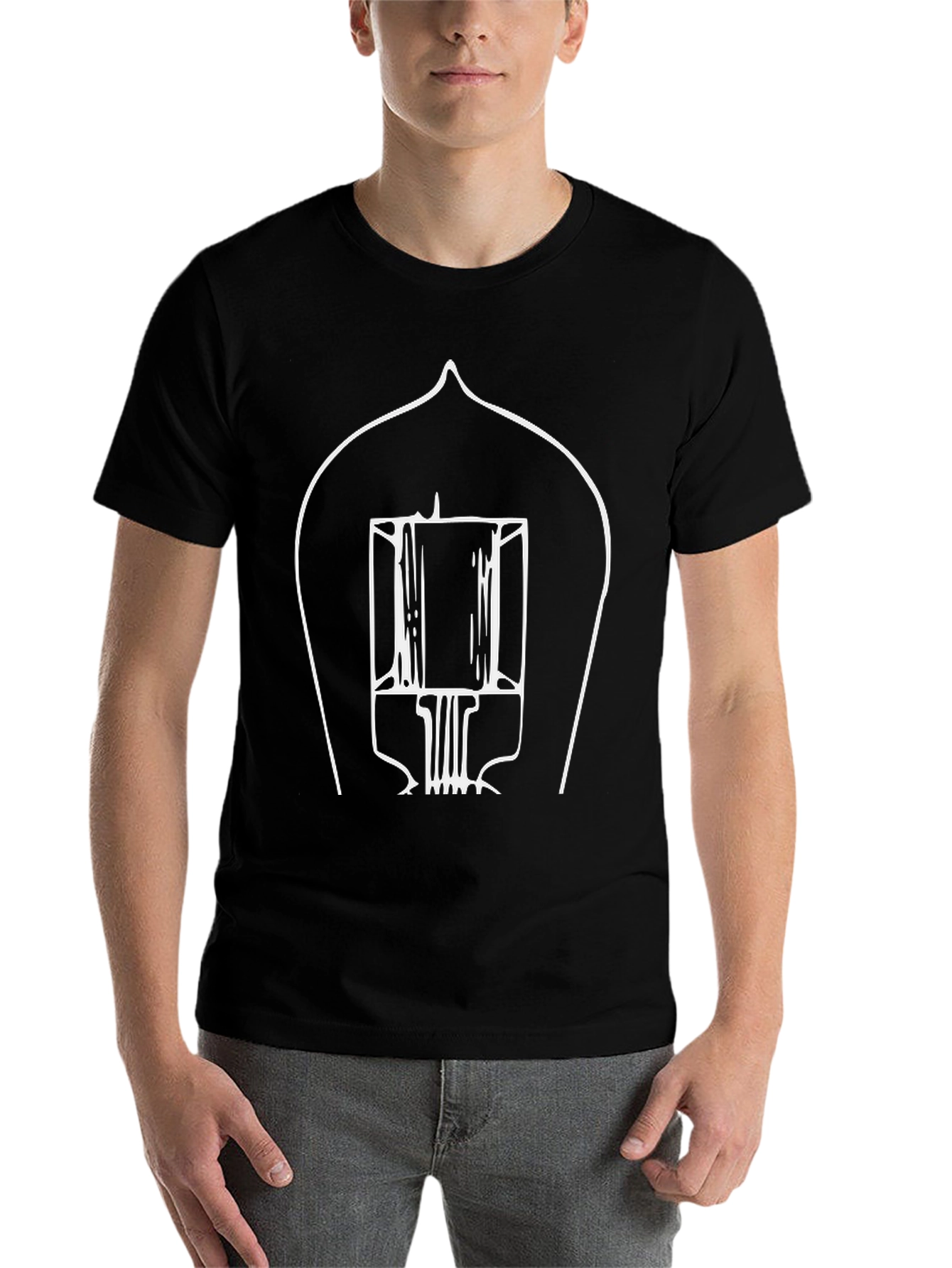 Black Vacuum Tube T-Shirt - Black, Modern Design view 7