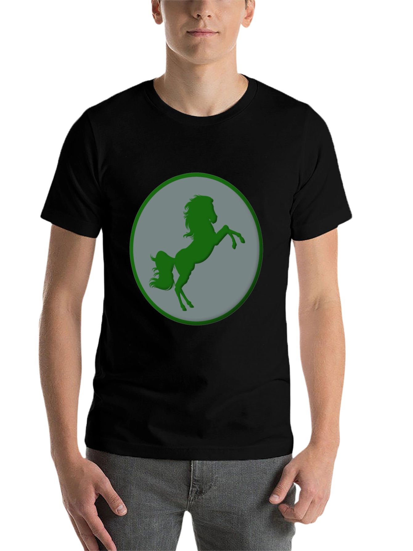 Black Green Horse Graphic Black T-Shirt view 7