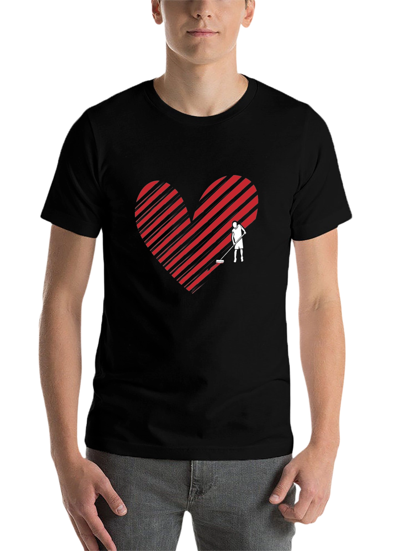 Heart Hockey Player Graphic Tee - Black - 7
