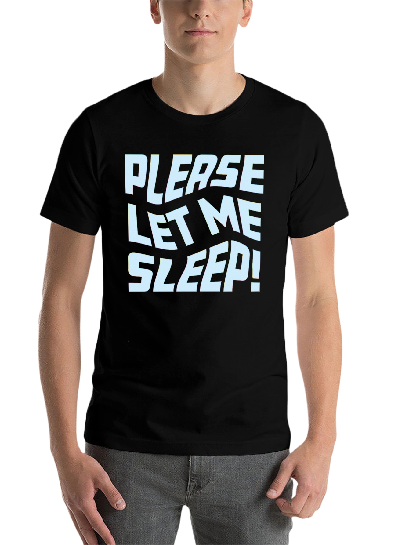 Black Funny 'Please Let Me Sleep!' Graphic Tee view 7