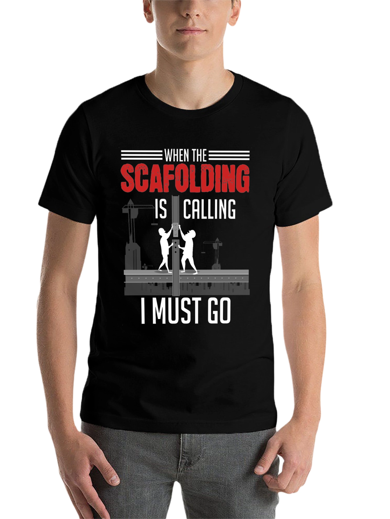 Black Scaffolding Calling T-Shirt - Construction Worker Gift view 7