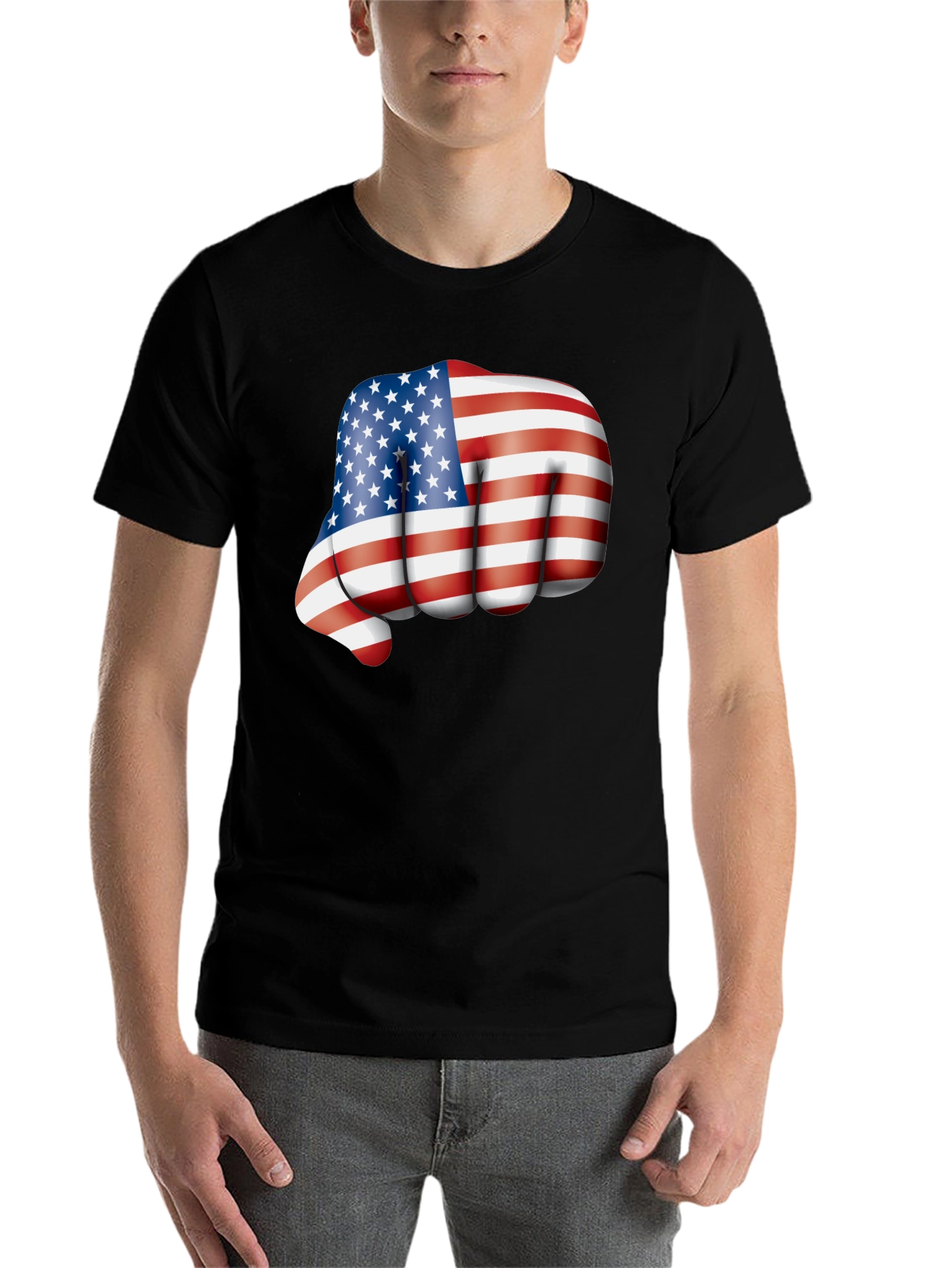 Black Patriotic Fist Bump Graphic T-Shirt view 7