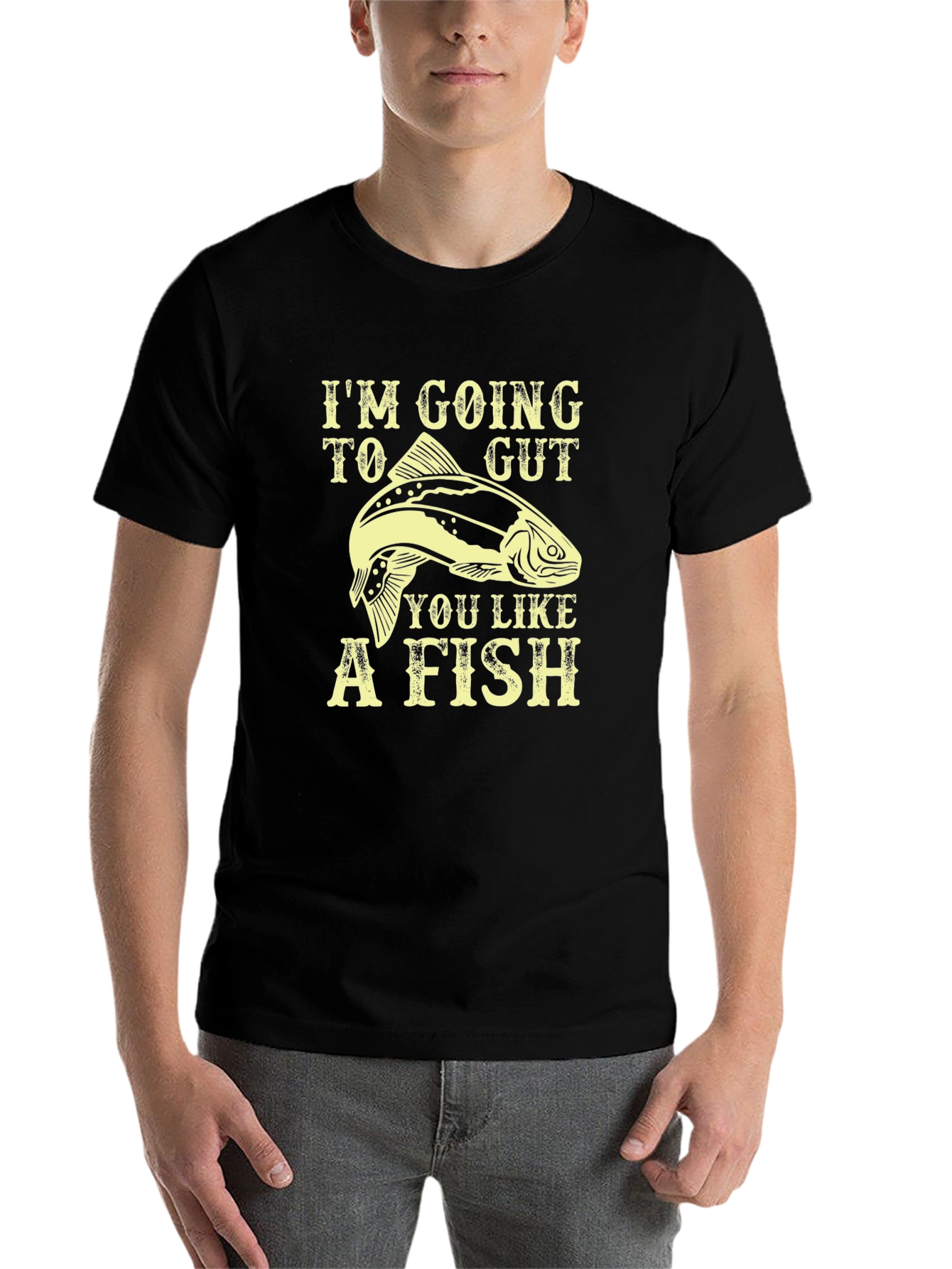 Black I'm Going To Gut You Like A Fish T-Shirt view 7