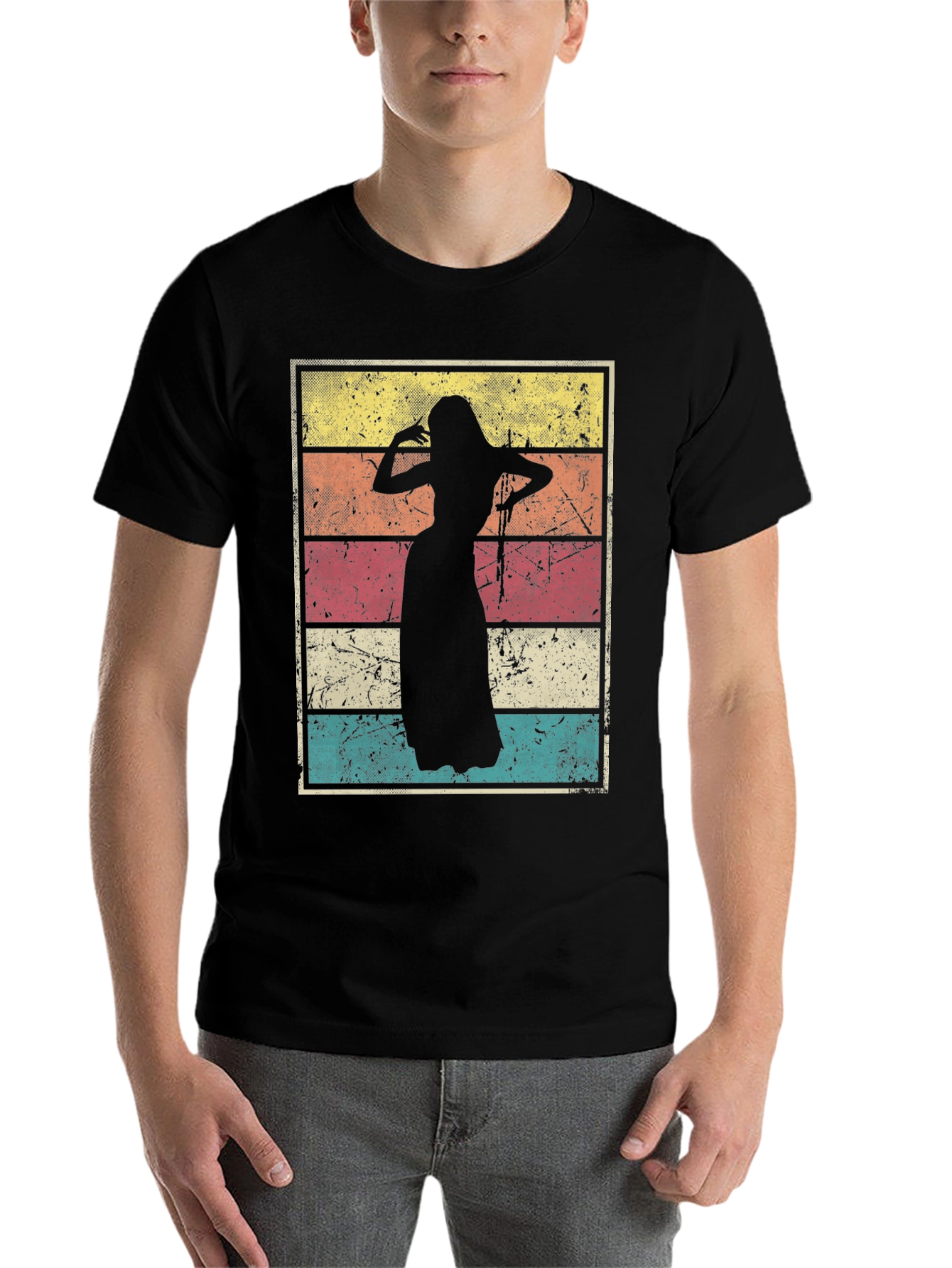 Black Vintage Belly Dancer T-Shirt view 7