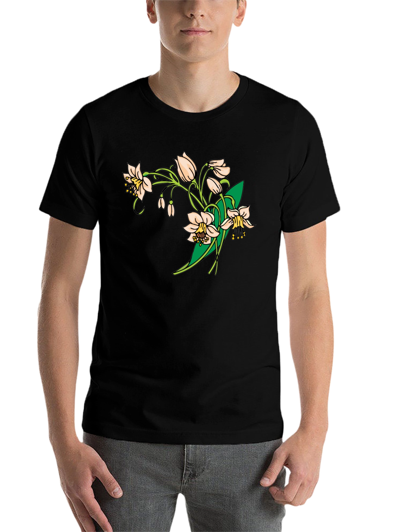 Black Floral Print Black T-Shirt - Stylish & Comfortable view 7