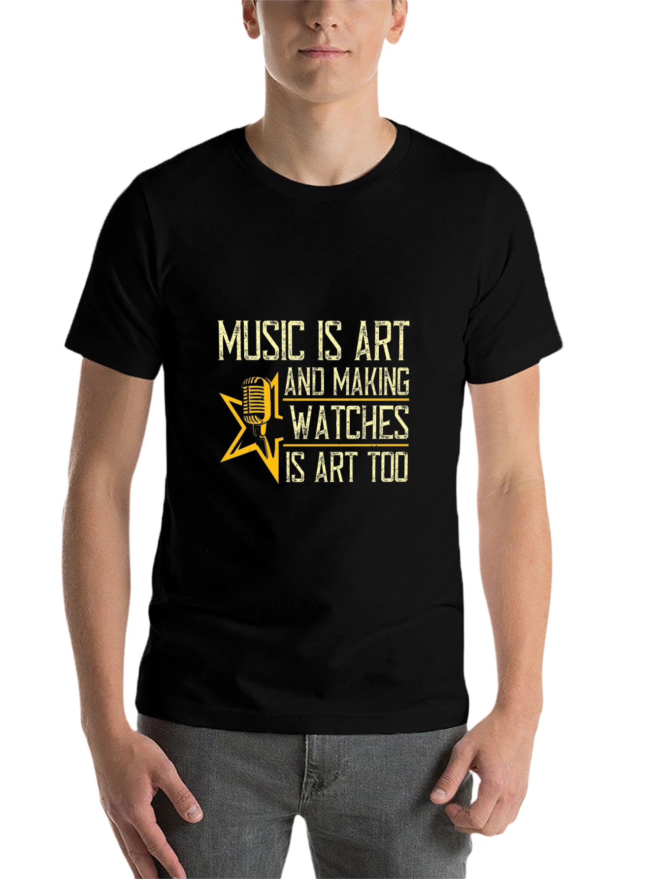 Black Music and Watches Art T-Shirt view 7