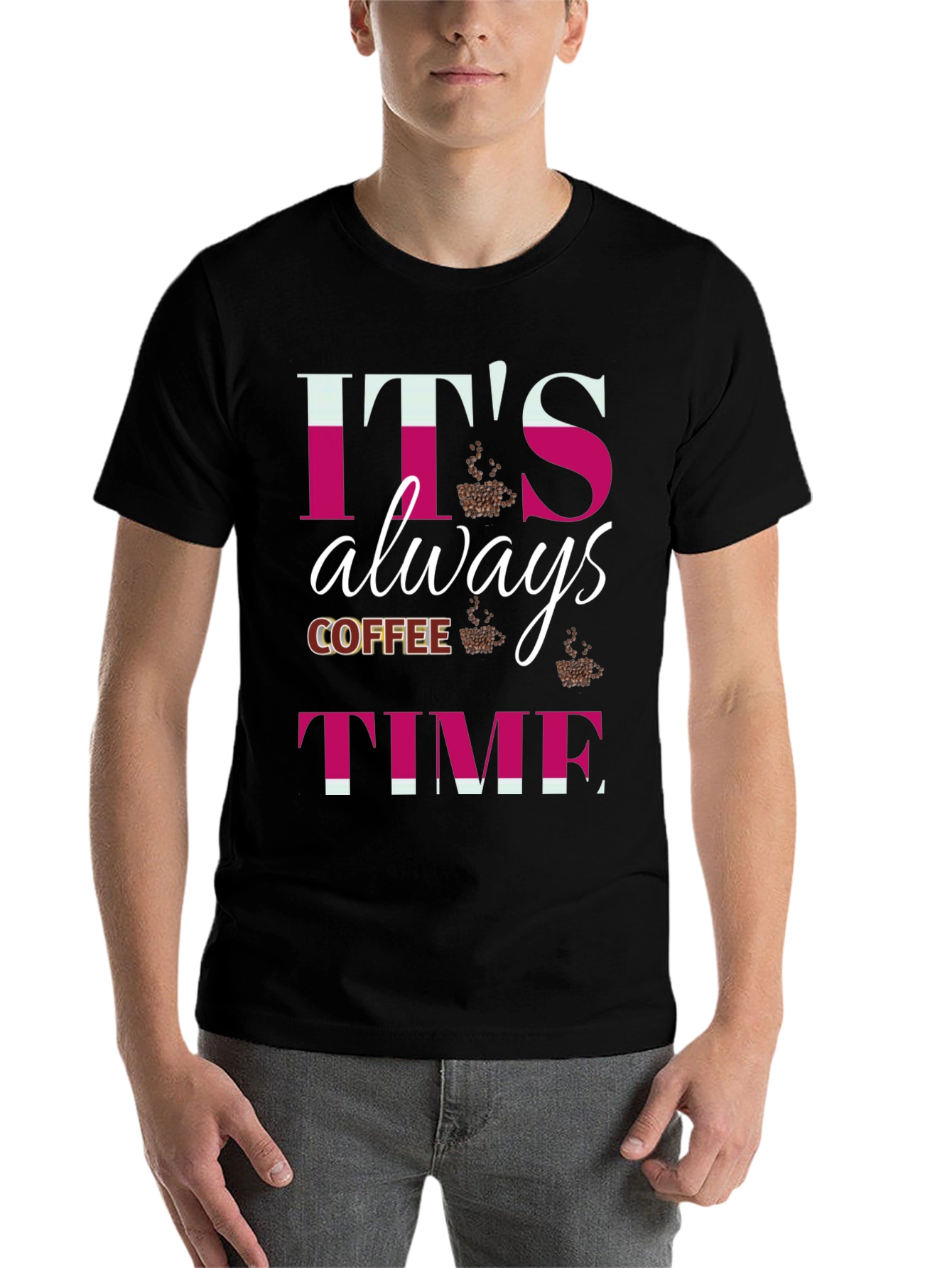 Black It's Always Coffee Time Graphic T-Shirt view 7