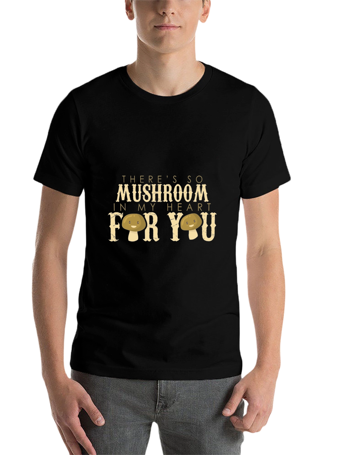 Black Mushroom Heart Graphic Tee - Unique Design view 7