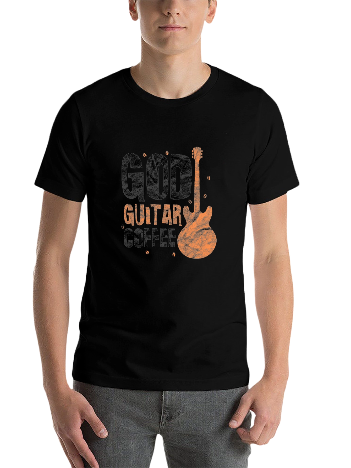 Black God Guitar Coffee T-Shirt - Music Lover Tee view 7