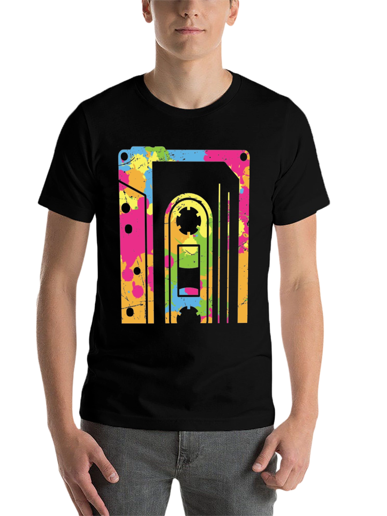 Black Retro 80s Cassette Tape Graphic Tee view 7