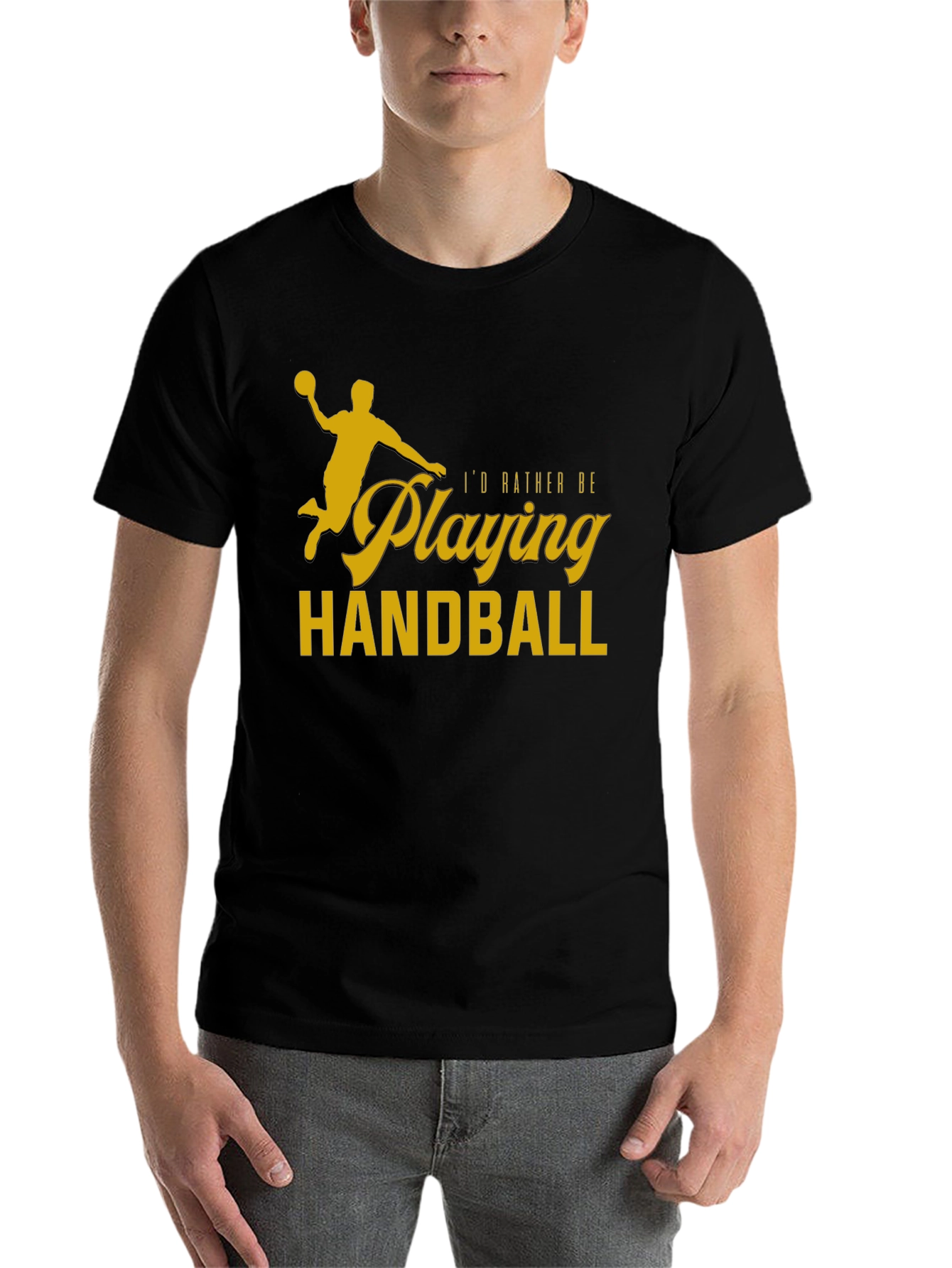 Black Handball Player T-Shirt - "I'd Rather Be Playing Handball" view 7