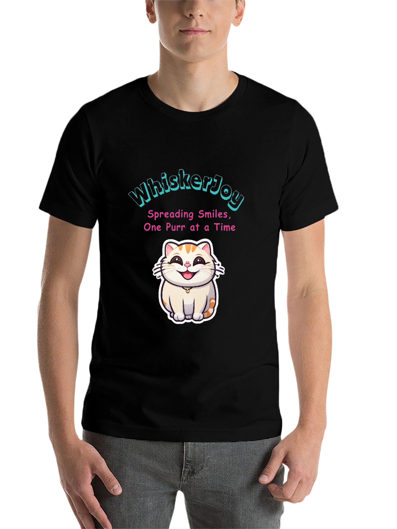 Black WhiskersJoy Cat T-Shirt - Spreading Smiles One Purr at a Time view 7