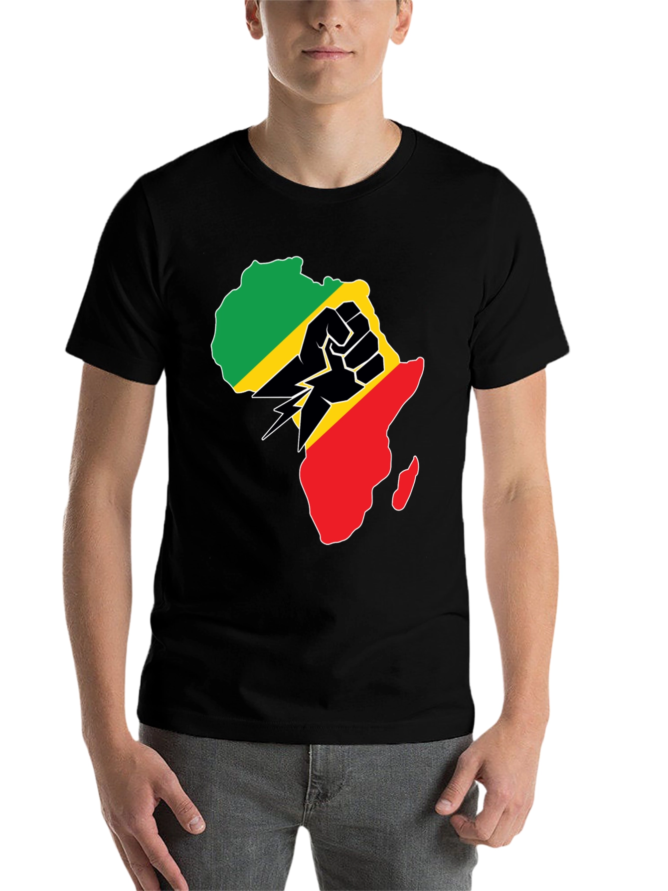 Black African Continent Graphic Black T-Shirt view 7