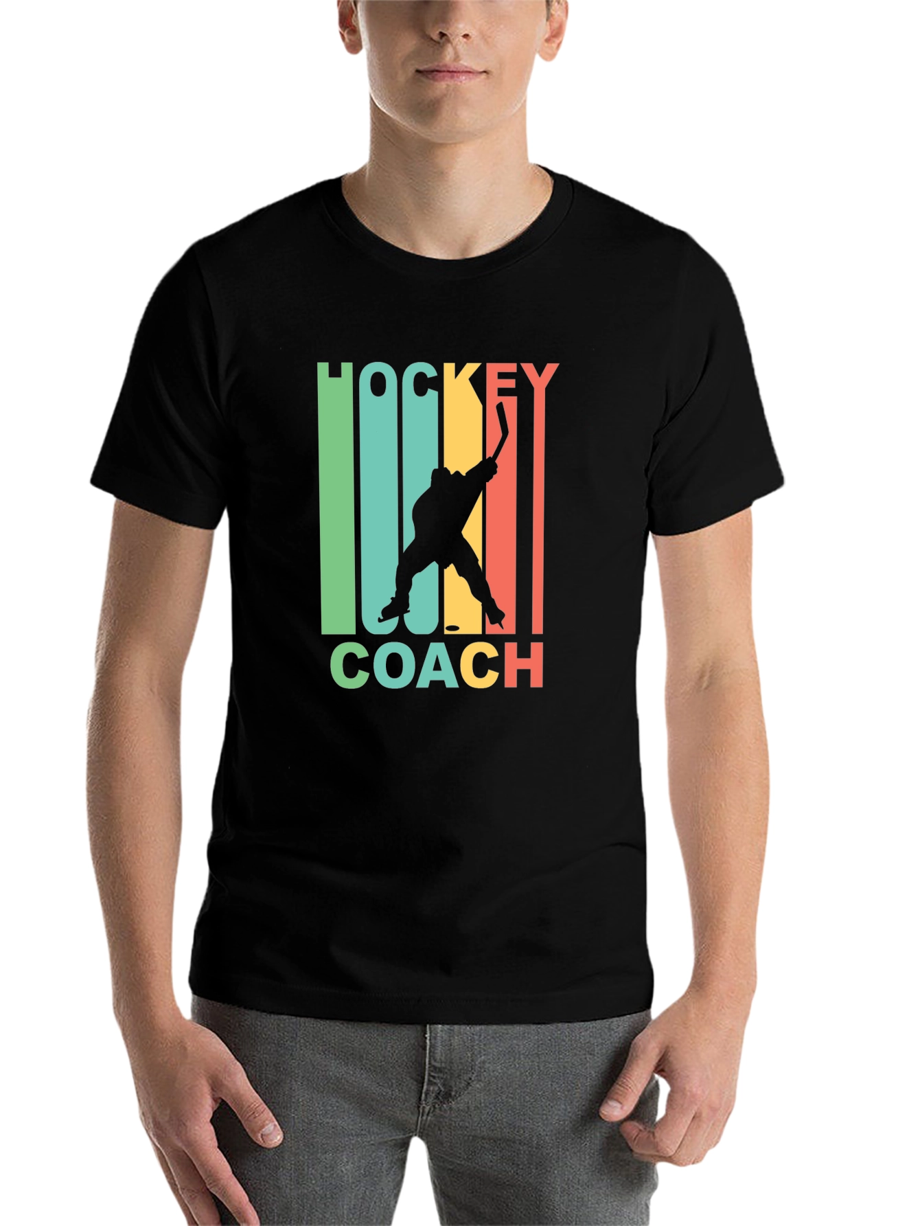 Black Hockey Coach Graphic Tee - Retro Style view 7