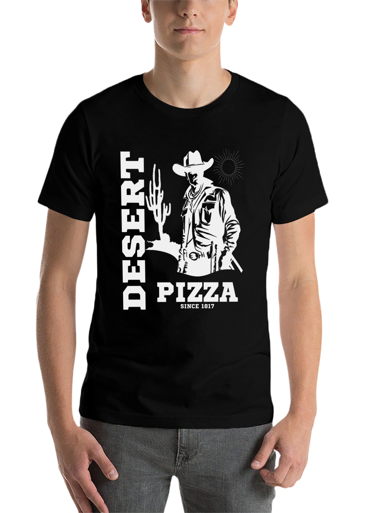 Black Desert Pizza Since 1817 Graphic Tee view 7