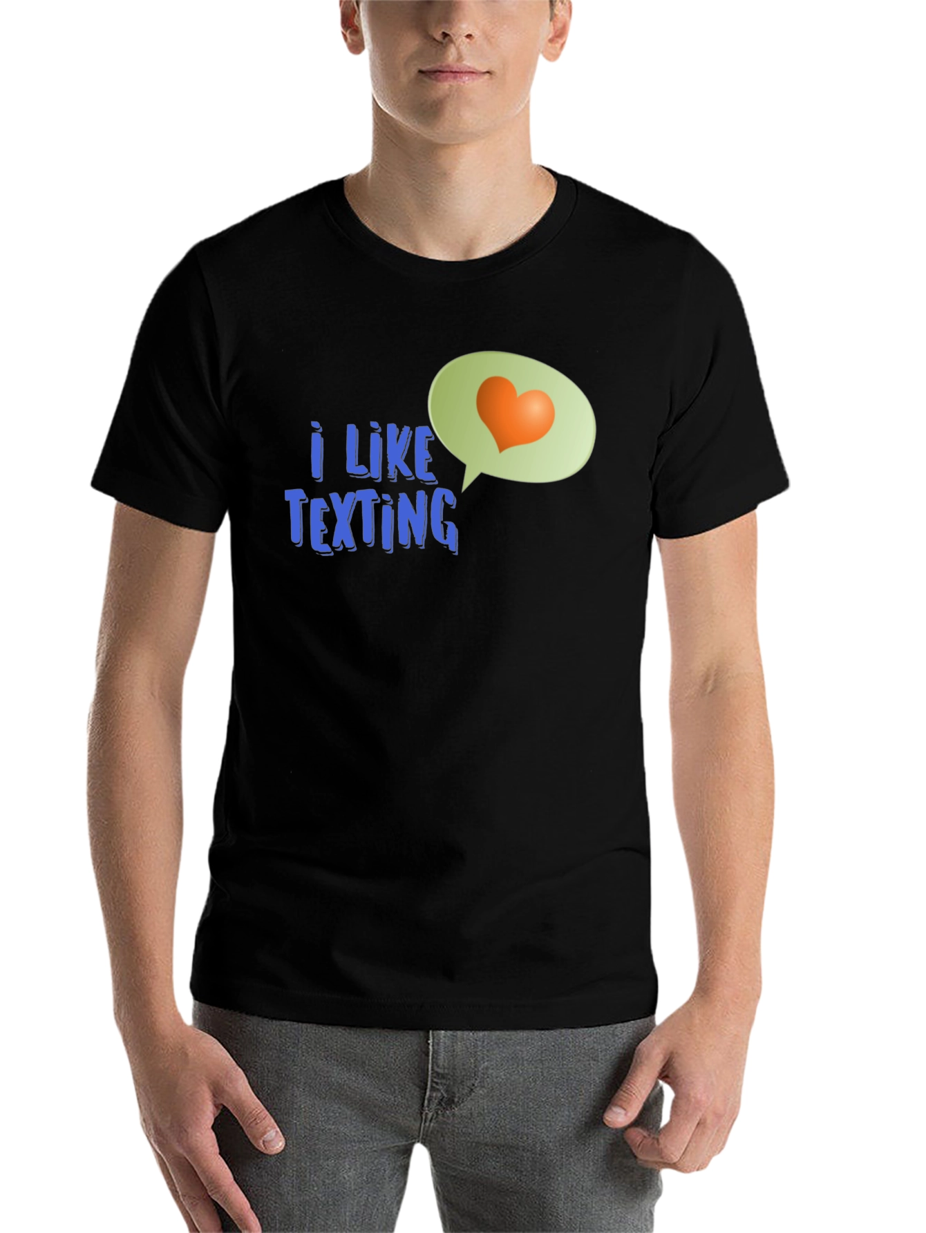 Black I Like Texting Heart Tee - Stylish Graphic T-Shirt view 7