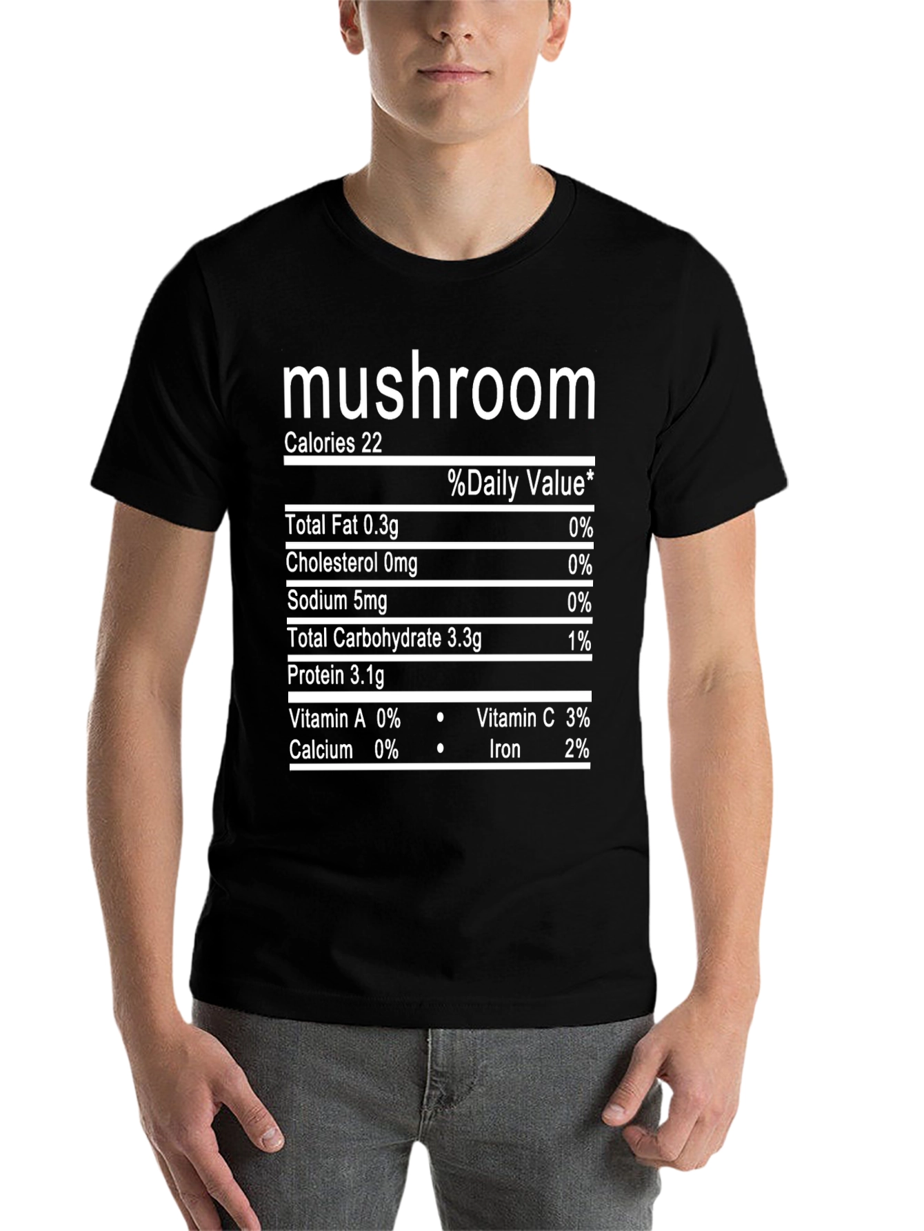 Black Mushroom Nutrition Facts Graphic Tee view 7
