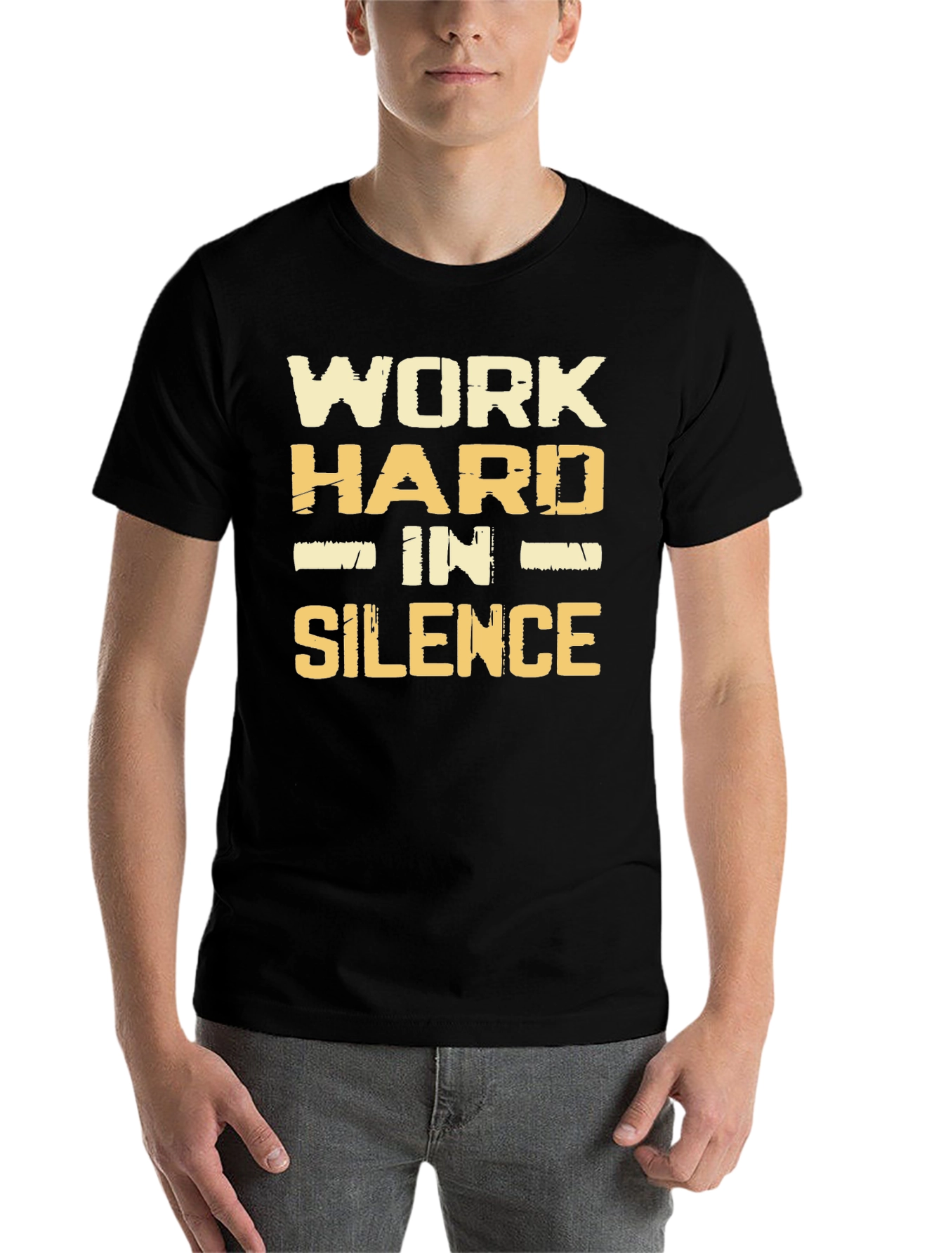 Black Work Hard In Silence Graphic T-Shirt view 7