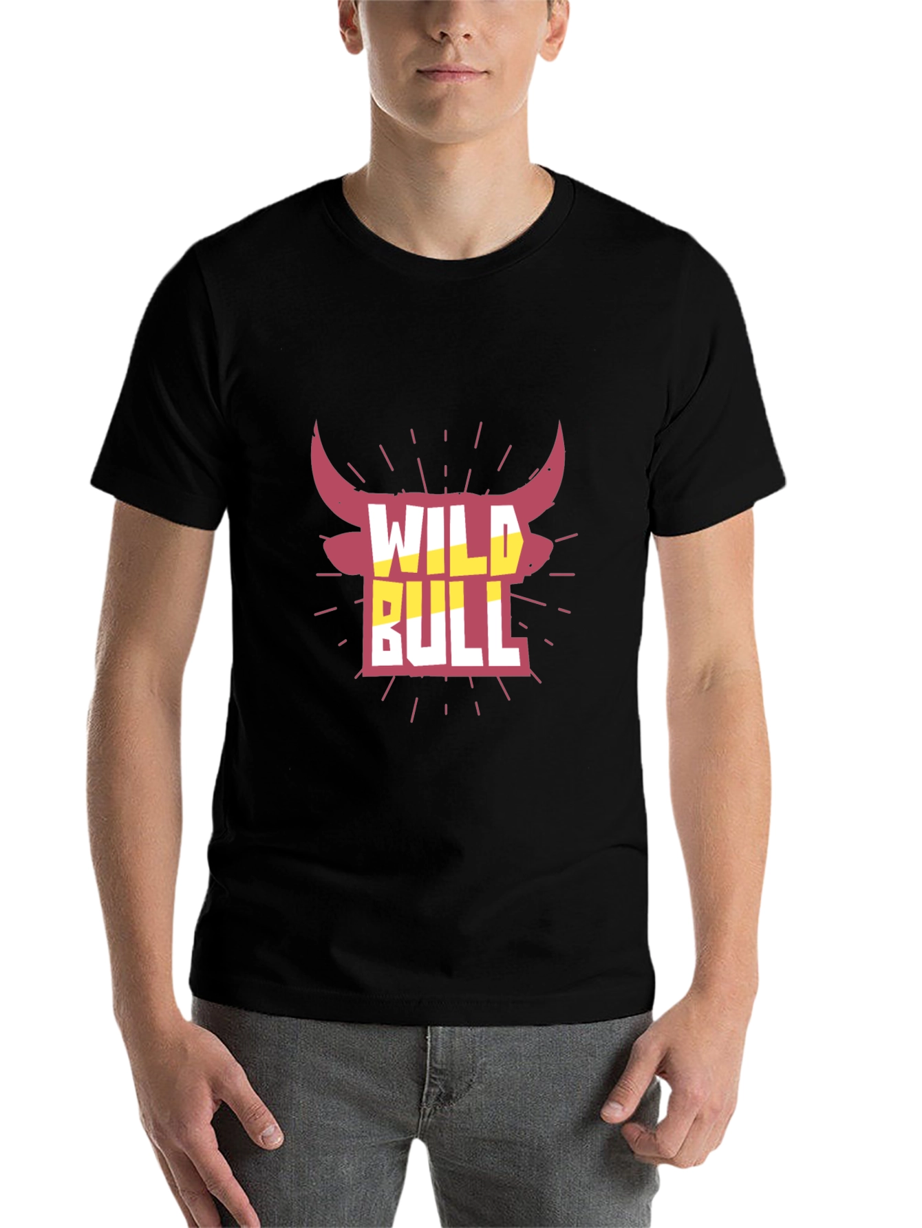 Black Wild Bull Graphic Tee - Black Crew Neck T-Shirt view 7