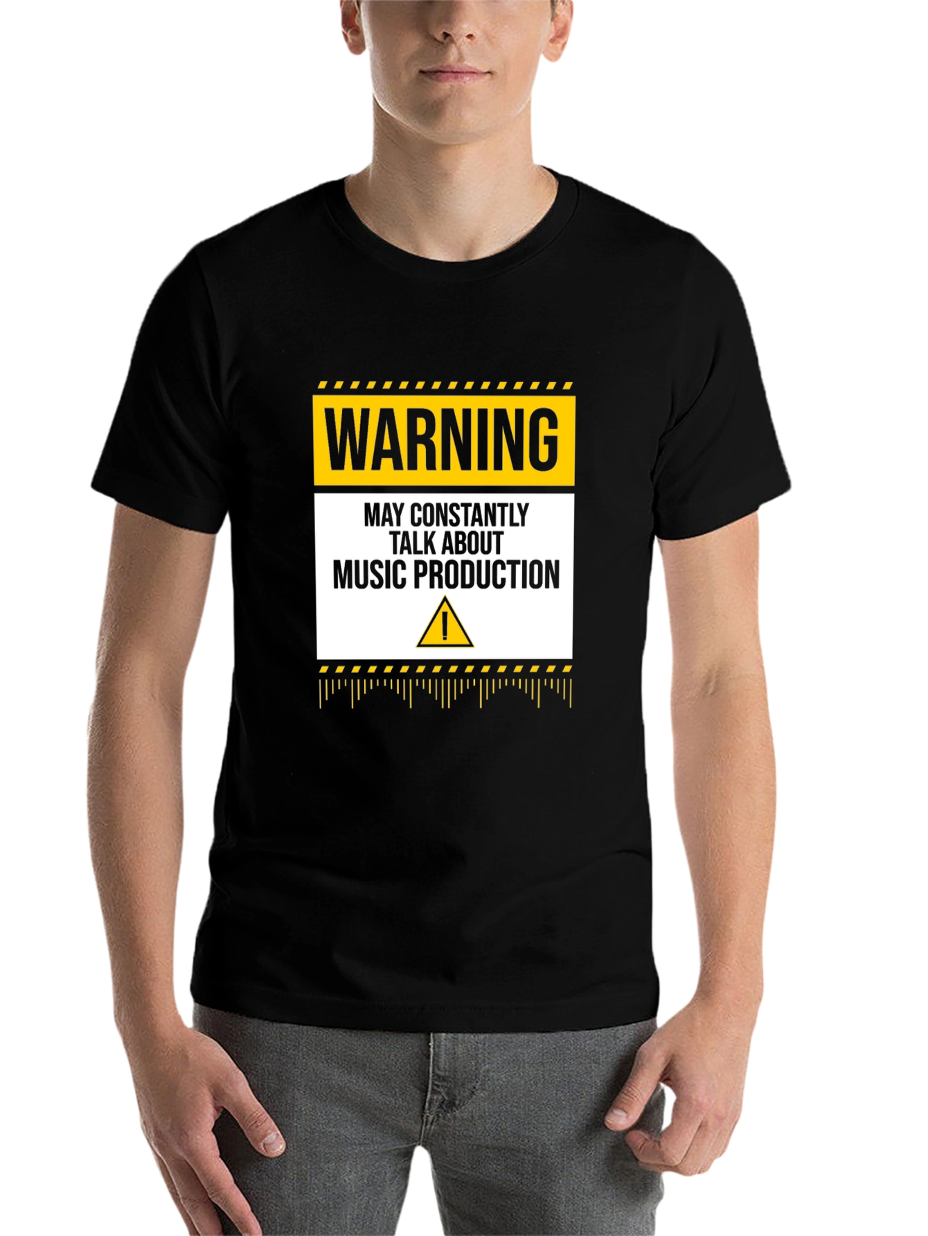 Black Warning Music Production T-Shirt view 7