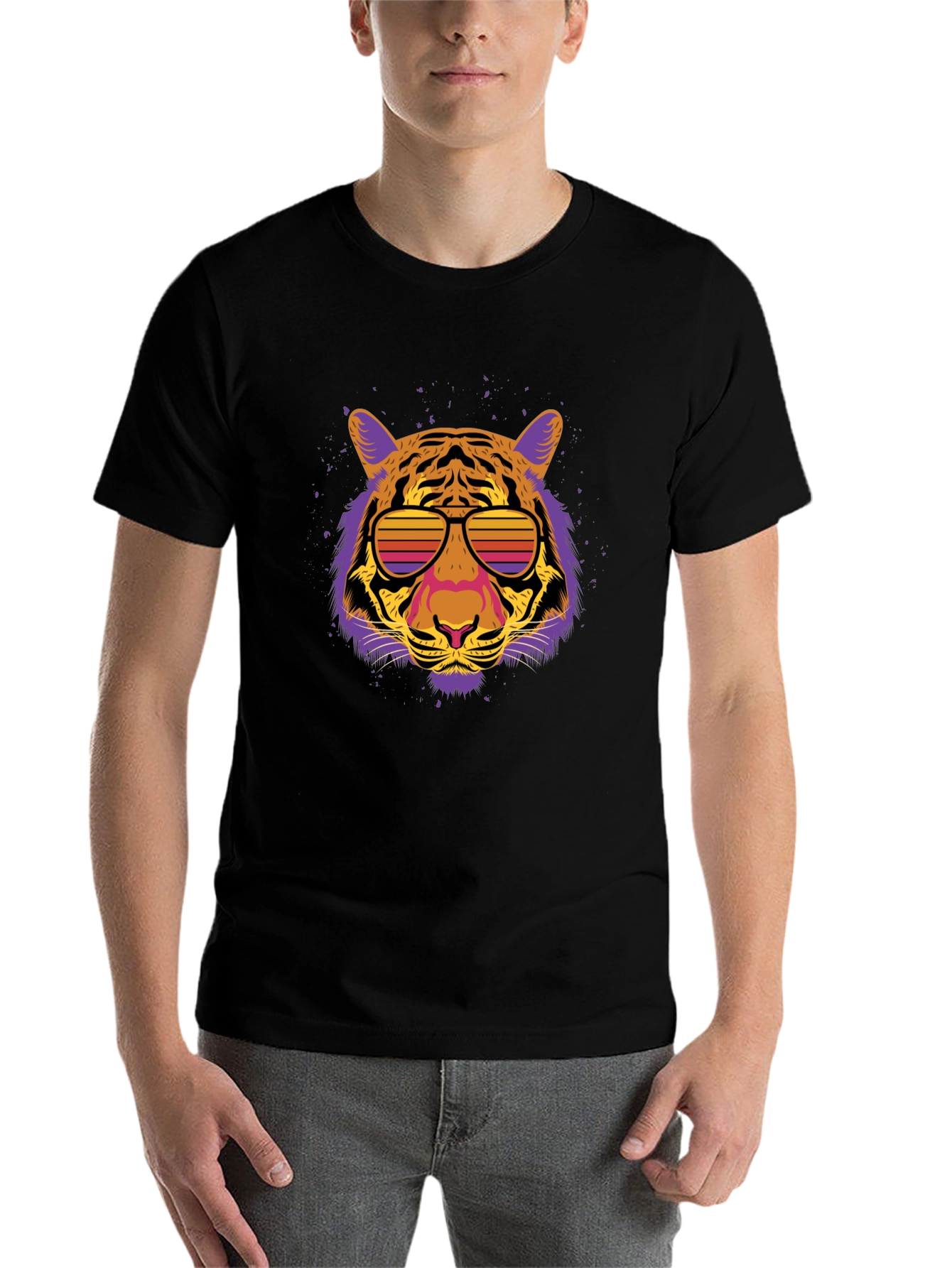 Black Retro Tiger Graphic Tee view 7