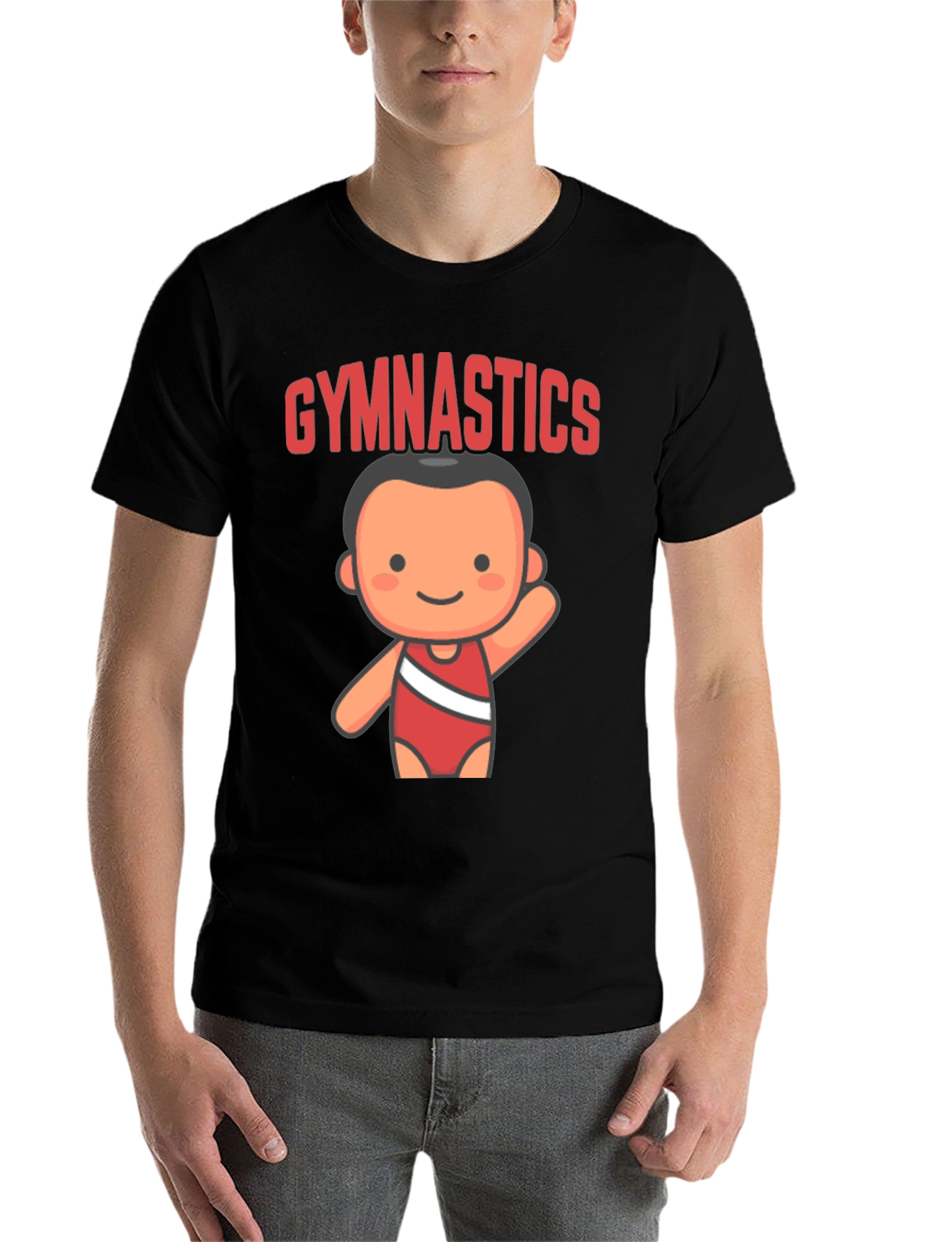Black Gymnastics Cartoon T-Shirt view 7