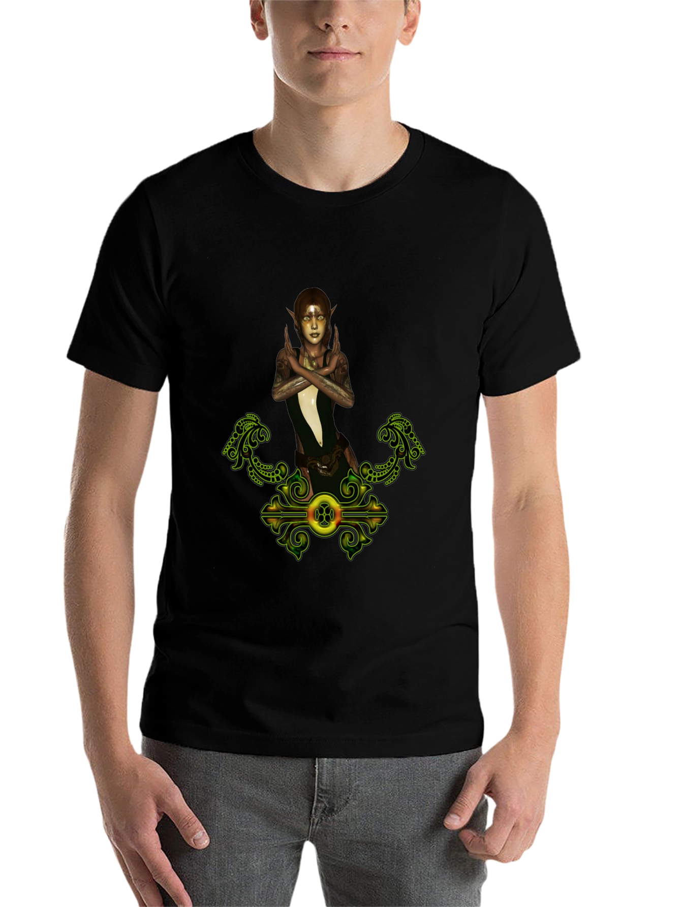 Black Elf Maiden Graphic Tee - Fantasy Print Shirt view 7