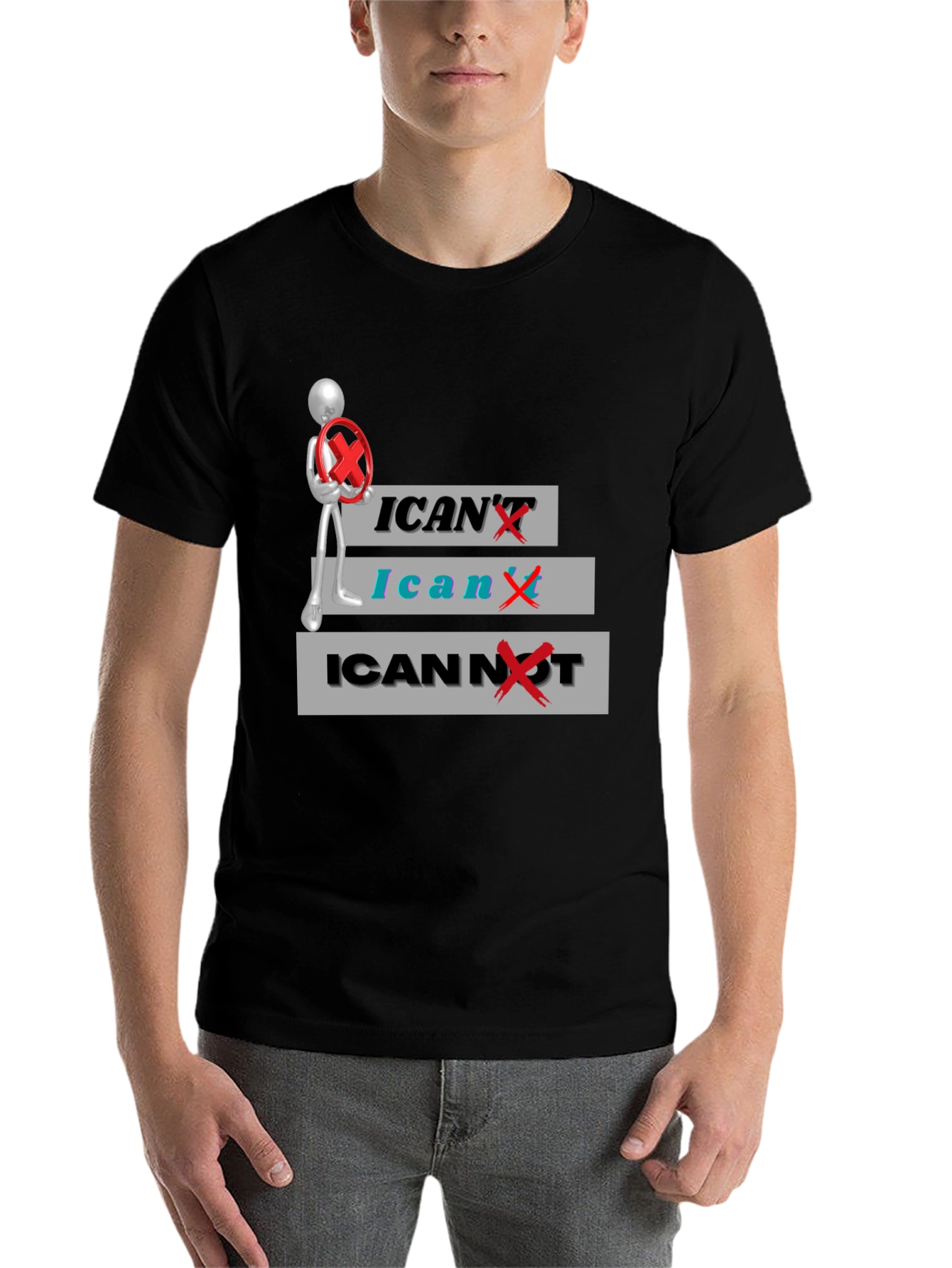 Black I Can't / I Can / I Cannot T-Shirt view 7