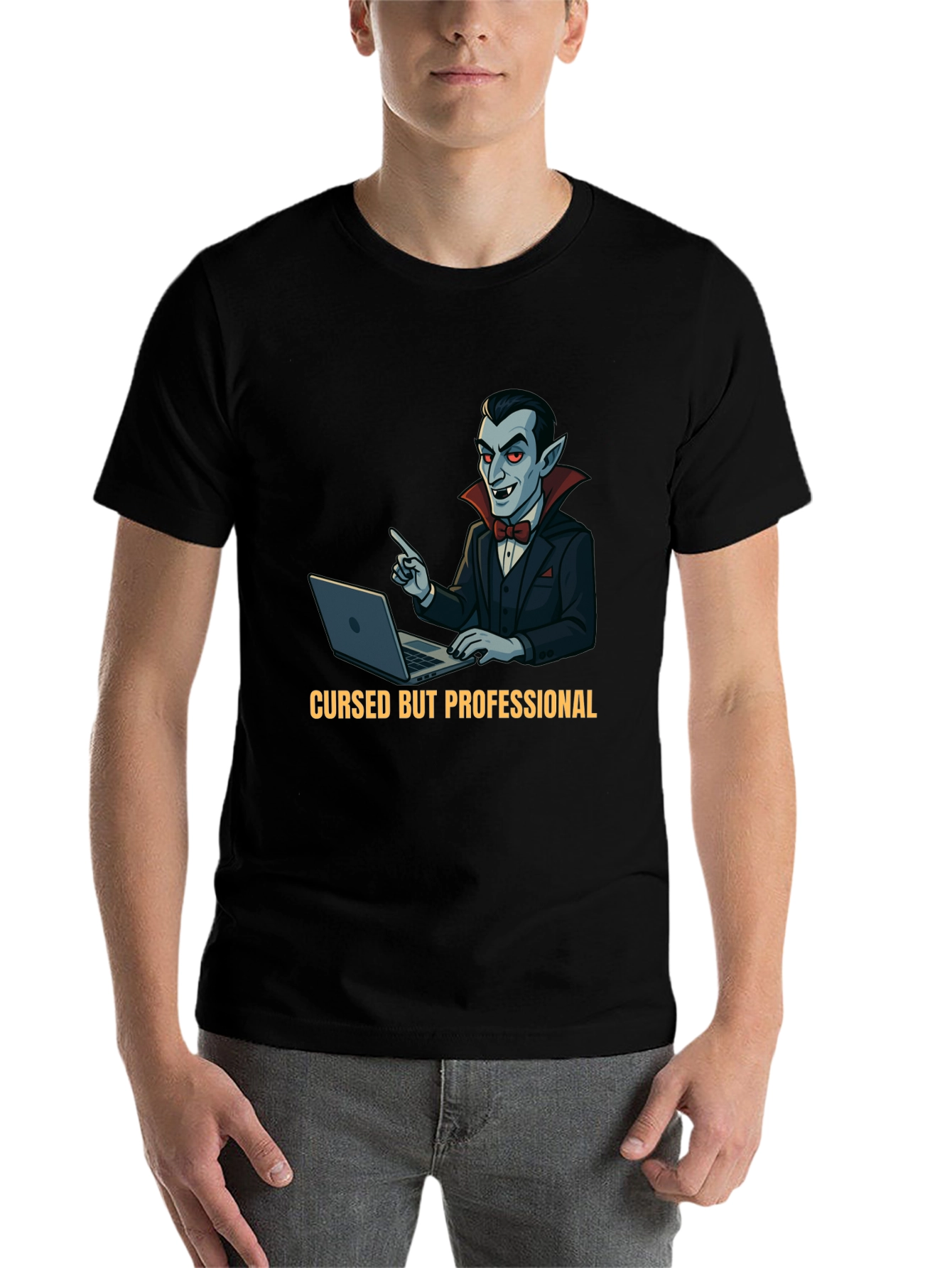 Black Cursed But Professional Vampire T-Shirt view 7