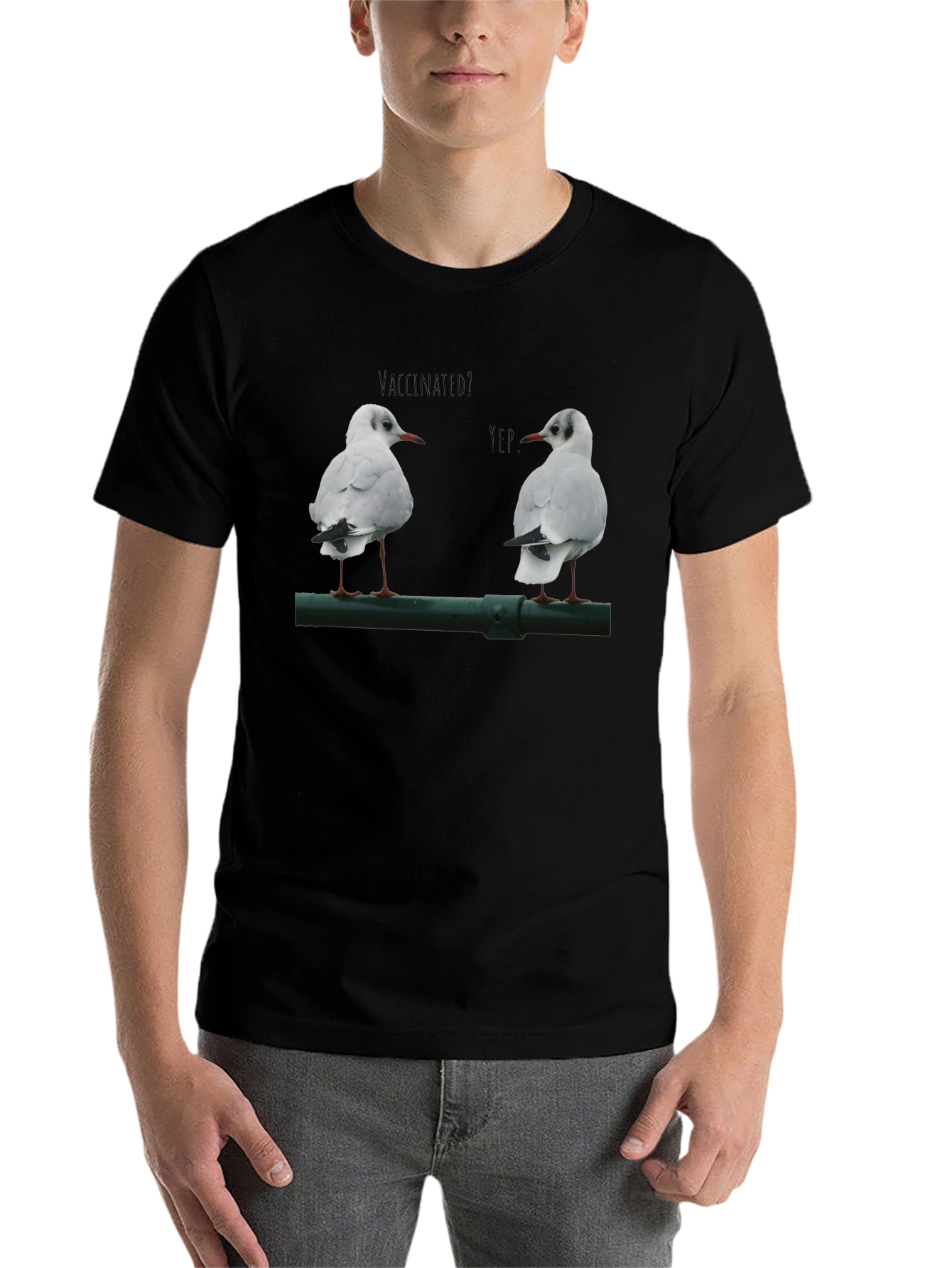 Black Vaccinated Seagulls Graphic T-Shirt view 7