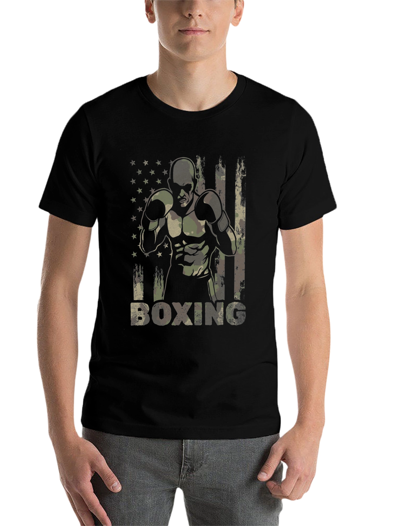 Black Military Boxing Camo T-Shirt view 7