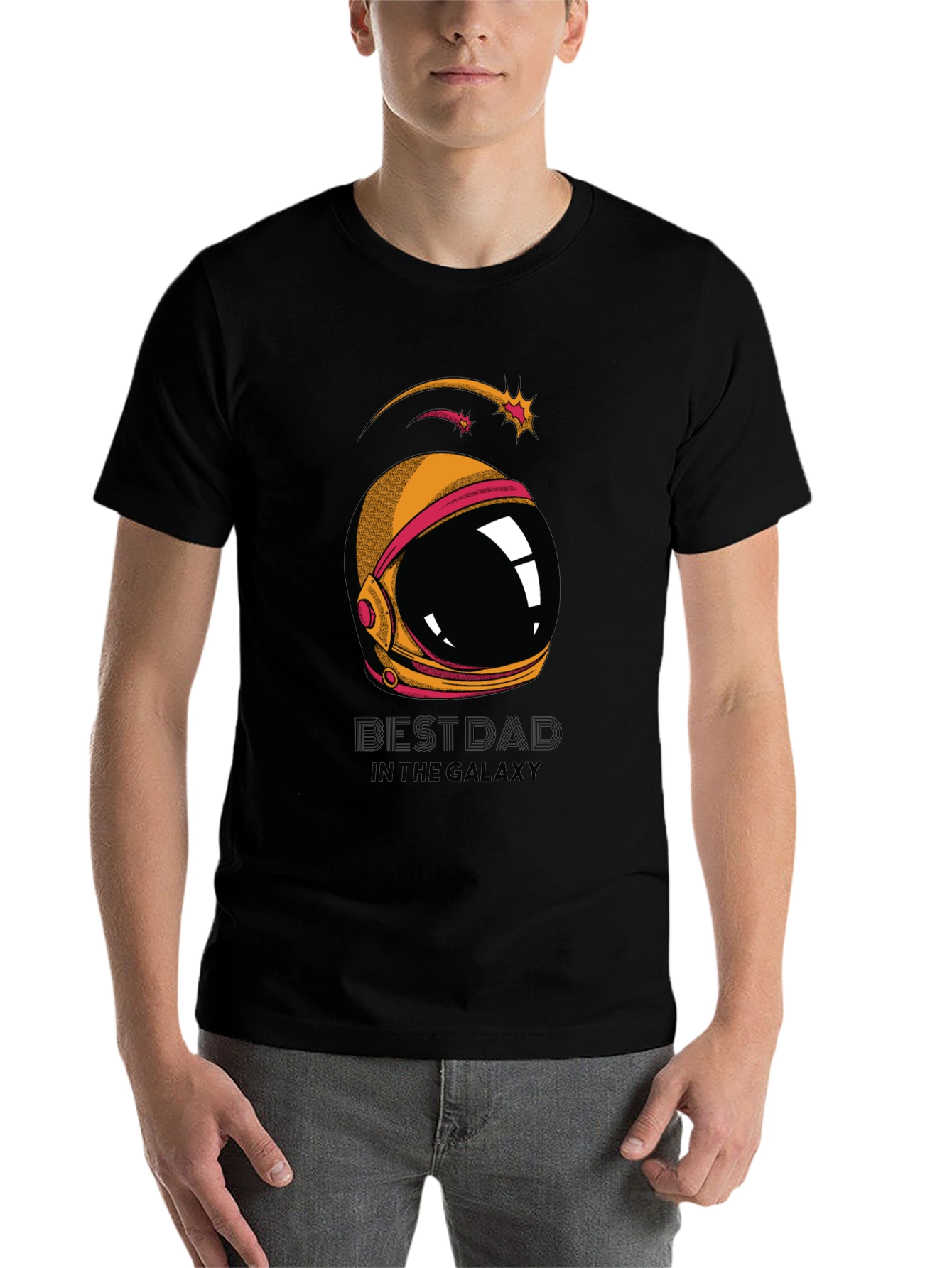Black Best Dad Galaxy T-Shirt - Space Helmet Graphic Tee view 7