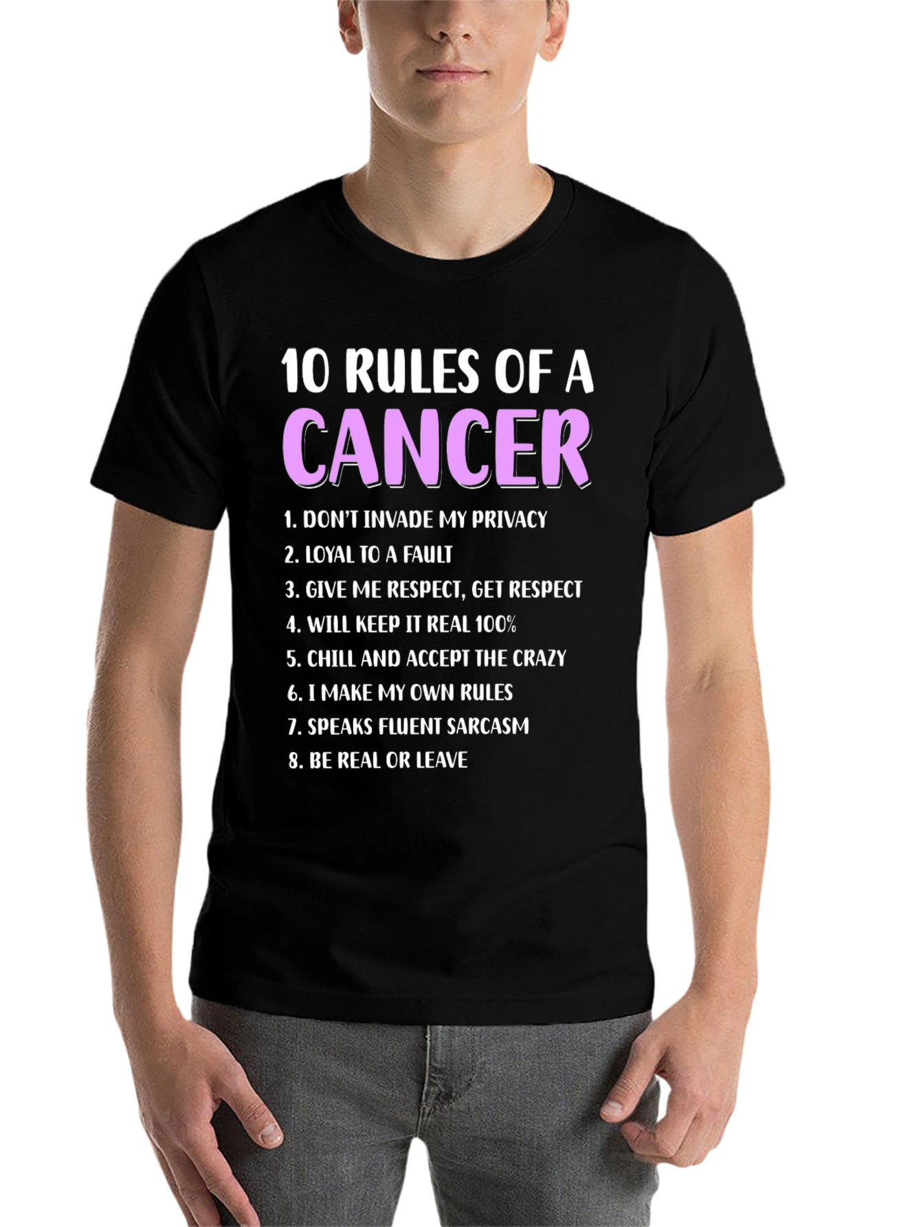 Black Cancer Zodiac T-Shirt - 10 Rules view 7
