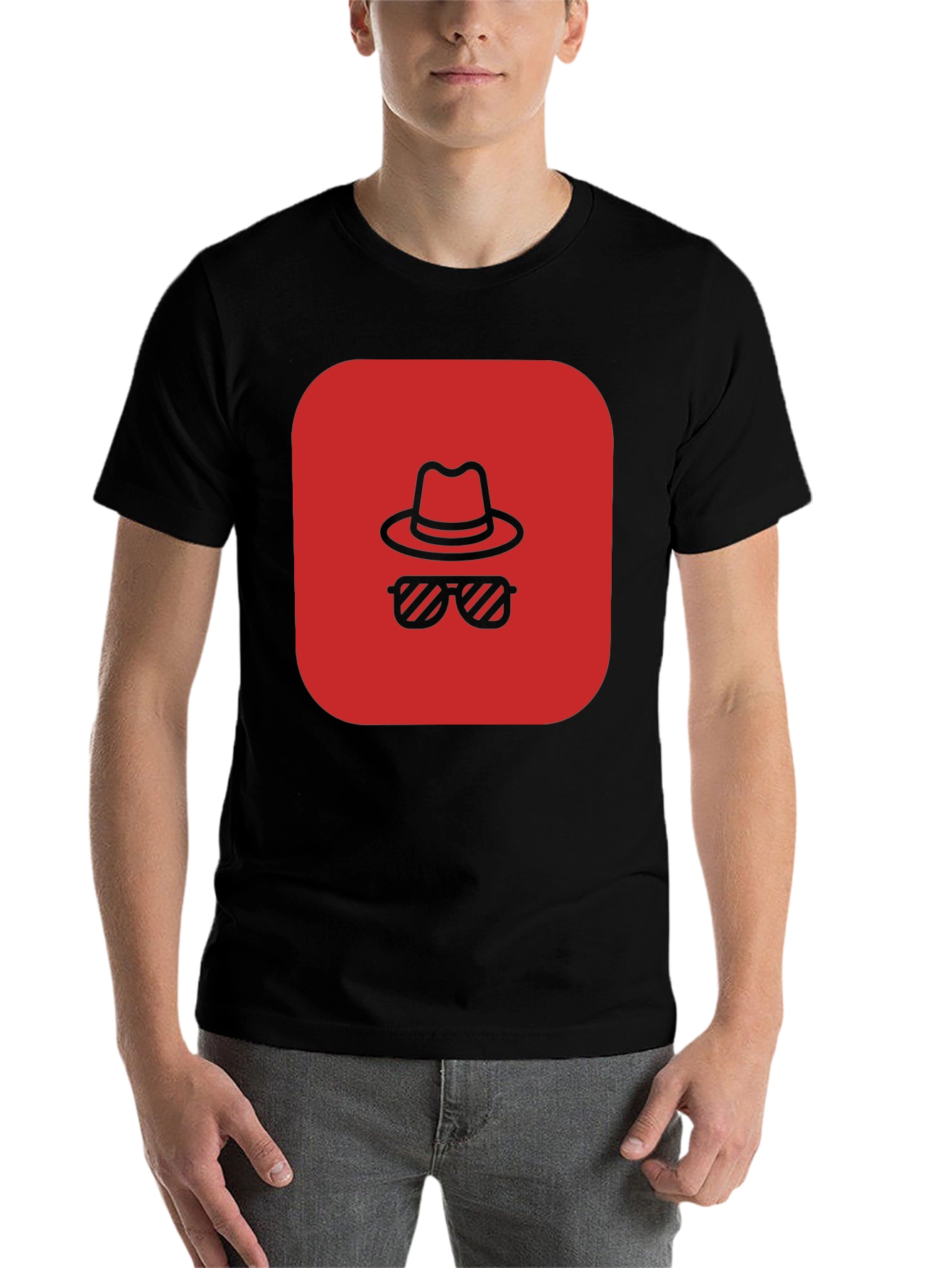 Black Red Spy Icon Black T-Shirt view 7