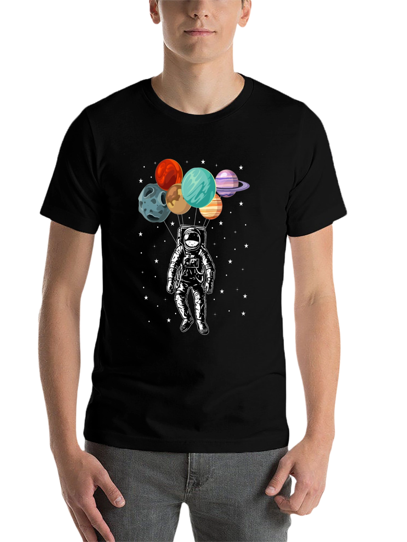 Black Astronaut Planets Graphic T-Shirt - Space Adventure view 7