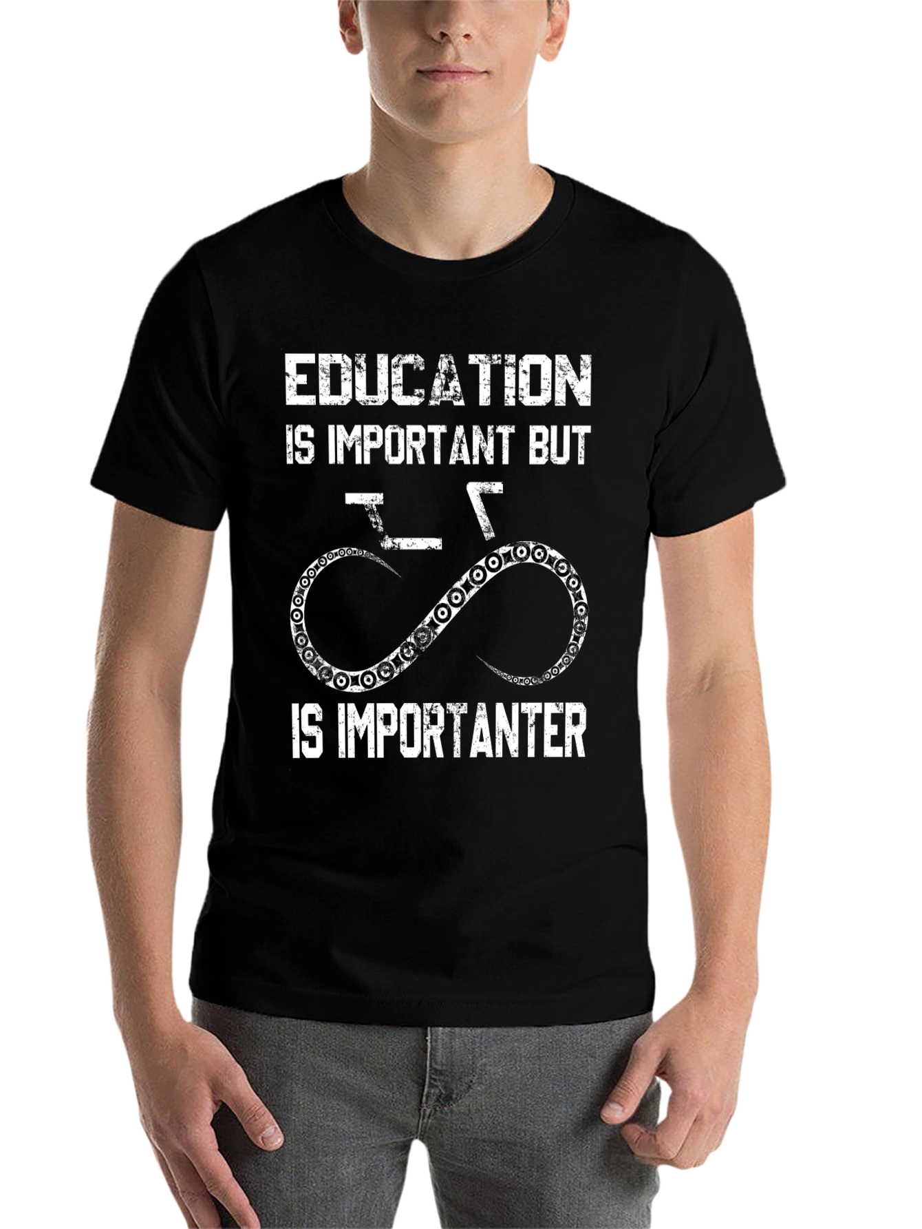 Black Funny Cycling T-Shirt: Education is Importanter view 7
