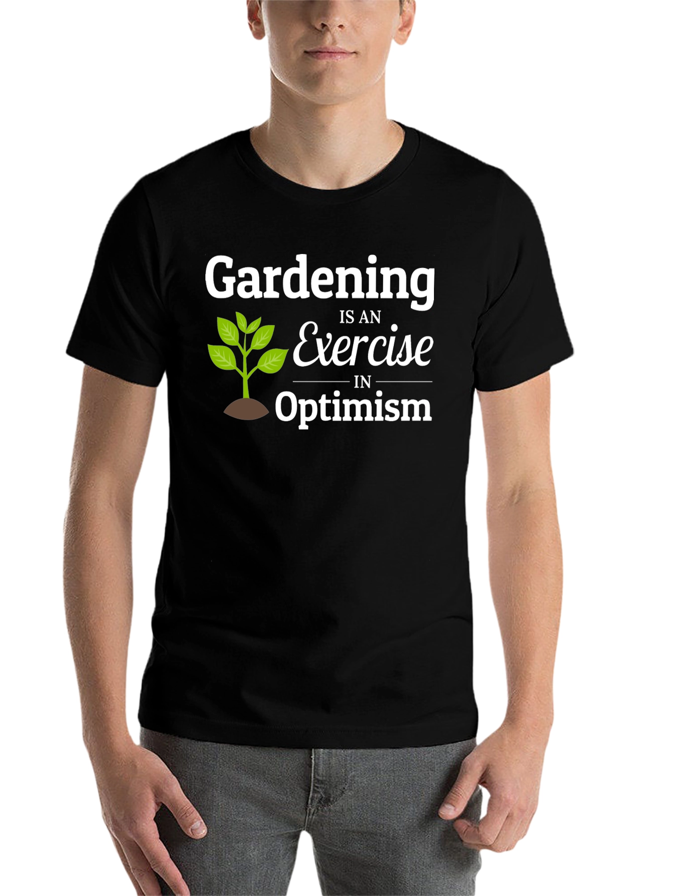 Black Gardening Optimism T-Shirt - Black Cotton Tee view 7