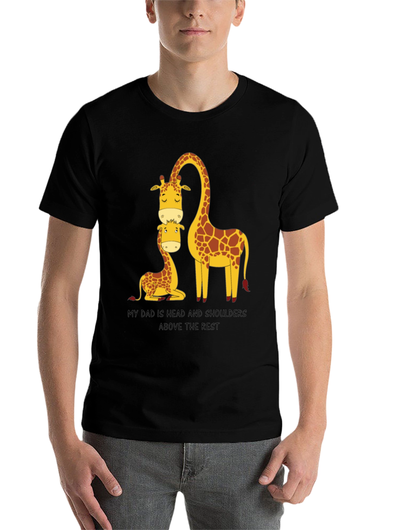 Black Giraffe Dad T-Shirt: Head and Shoulders Above the Rest view 7